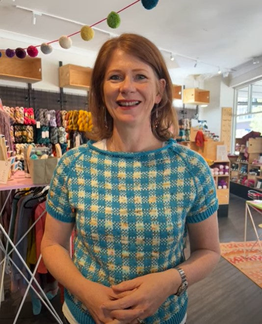 Deb's Gr8 Gingham Raglan sweater