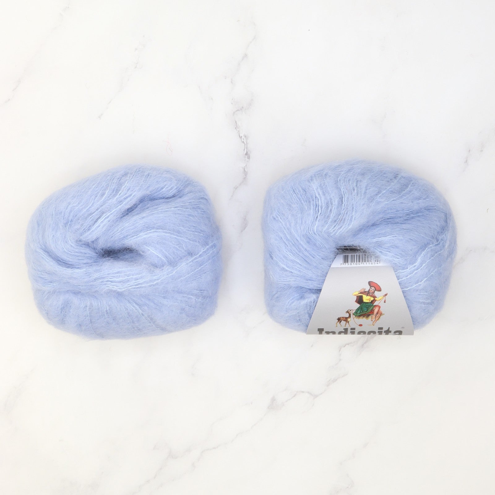 2120 Garter Wrap / Shawl kit in Indiecita Baby Suri Silk Brushed, colourway Powder Blue