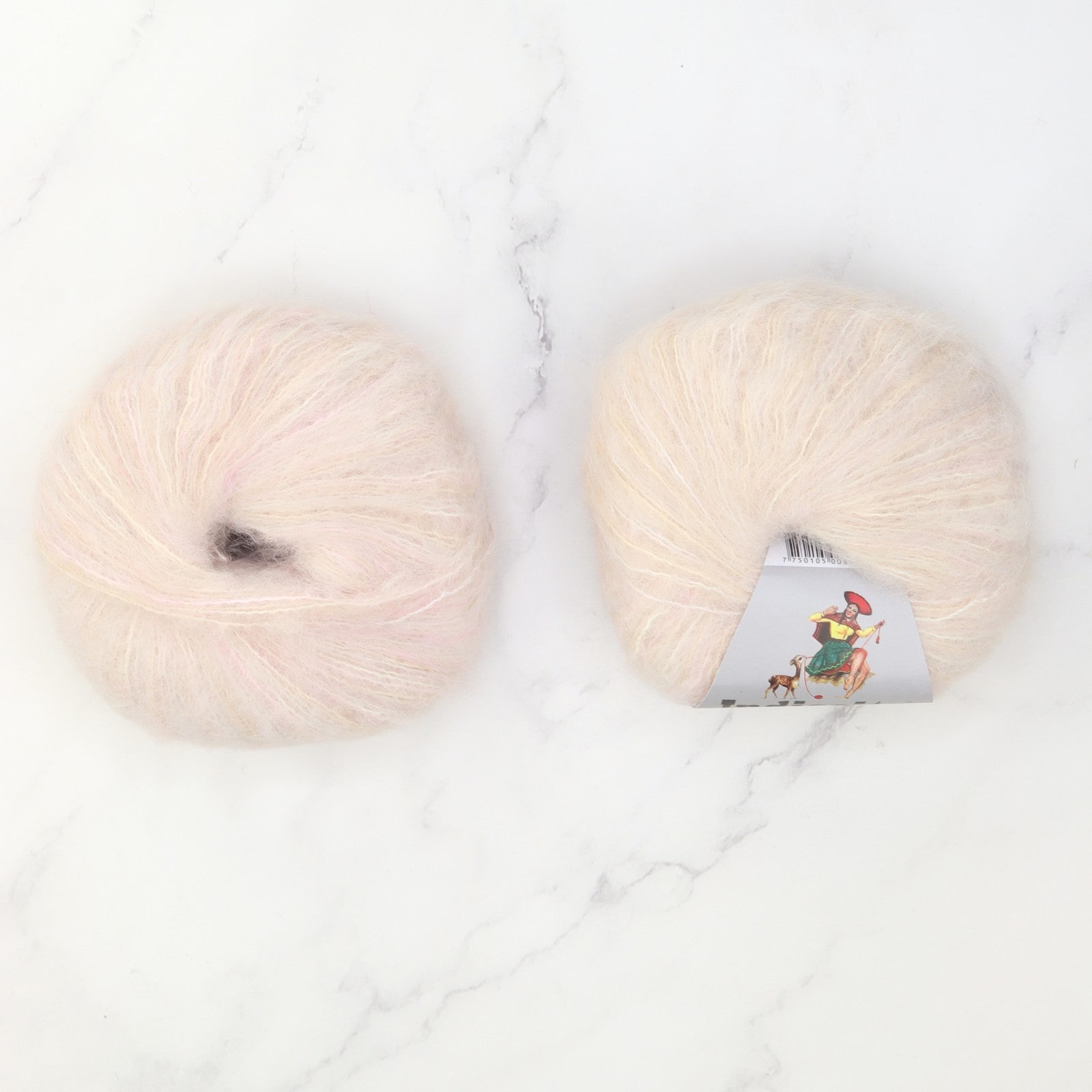 2120 Garter Wrap / Shawl kit in Indiecita Baby Suri Silk Brushed, colourway Multi Creams