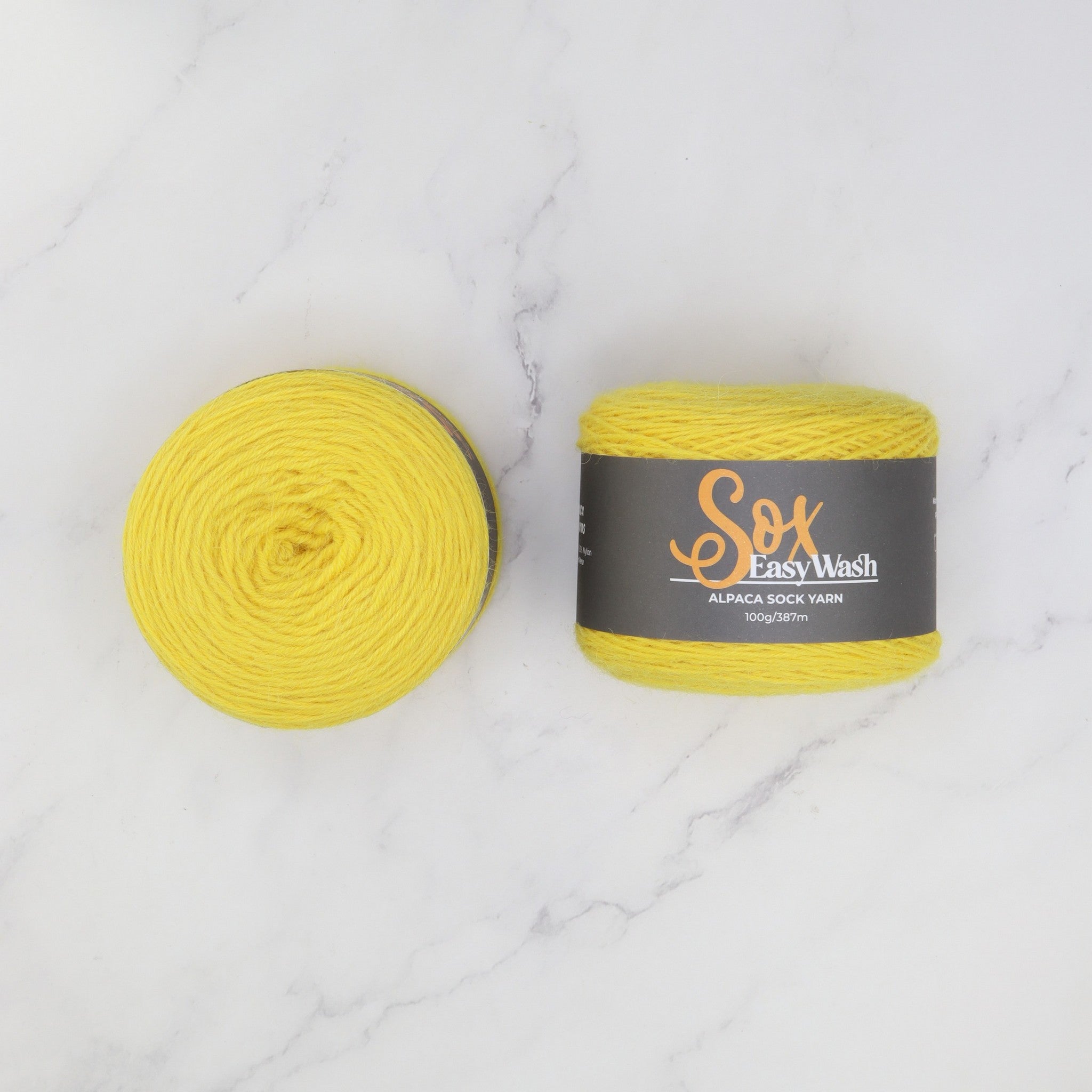 Alpaca Yarns Sox Easy Wash in colourway Buttercup – 4ply weight alpaca, nylon yarn