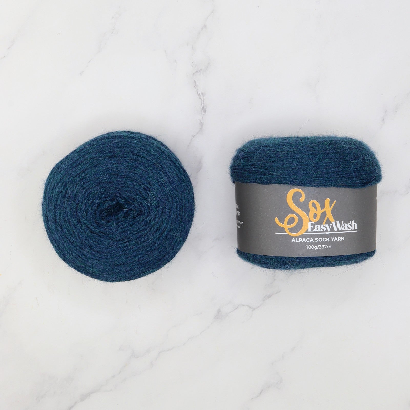 Alpaca Yarns Sox Easy Wash in colourway Peacock – 4ply weight alpaca, nylon yarn