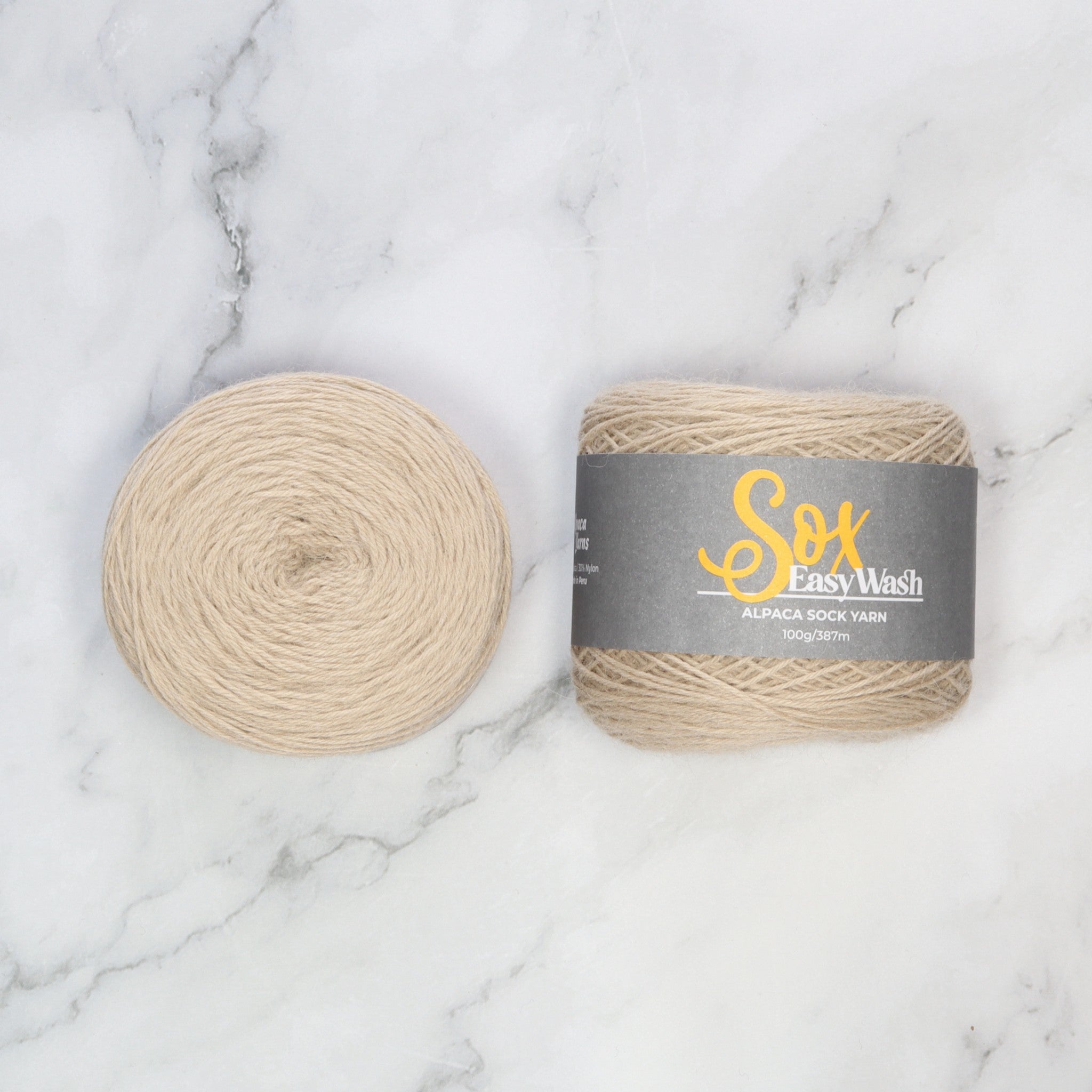 Alpaca Yarns Sox Easy Wash in colourway Oatmeal – 4ply weight alpaca, nylon yarn