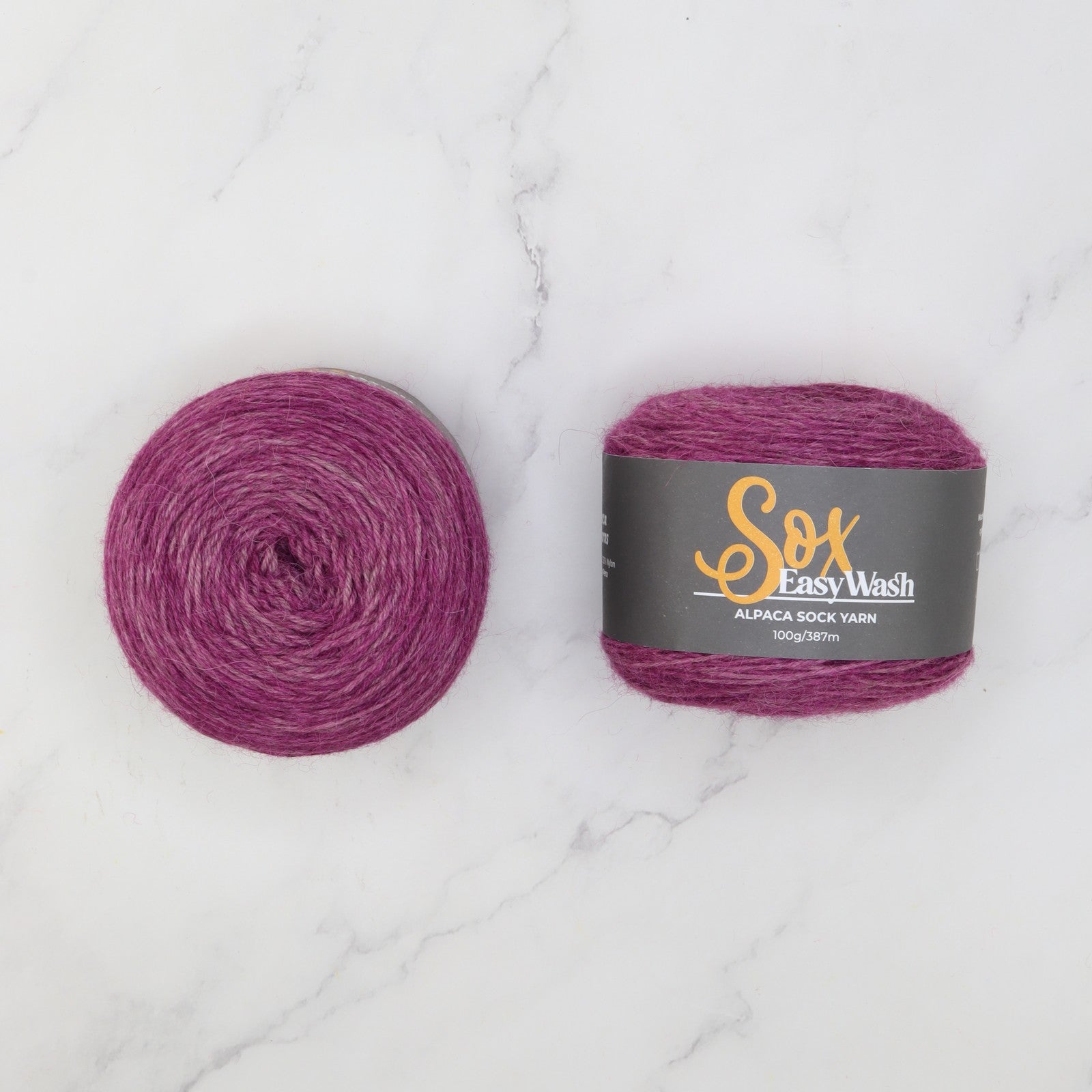Alpaca Yarns Sox Easy Wash in colourway Magenta – 4ply weight alpaca, nylon yarn