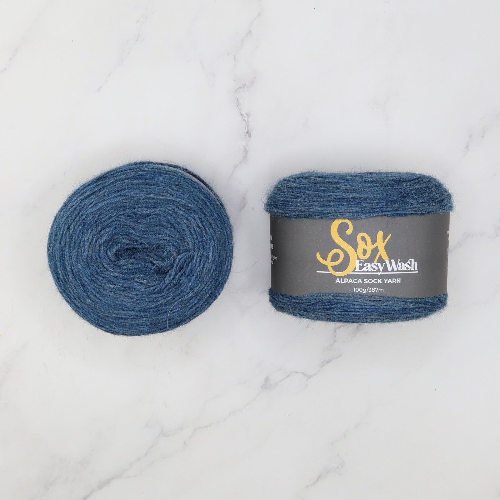 Alpaca Yarns Sox Easy Wash in colourway Prussian Blue – 4ply weight alpaca, nylon yarn