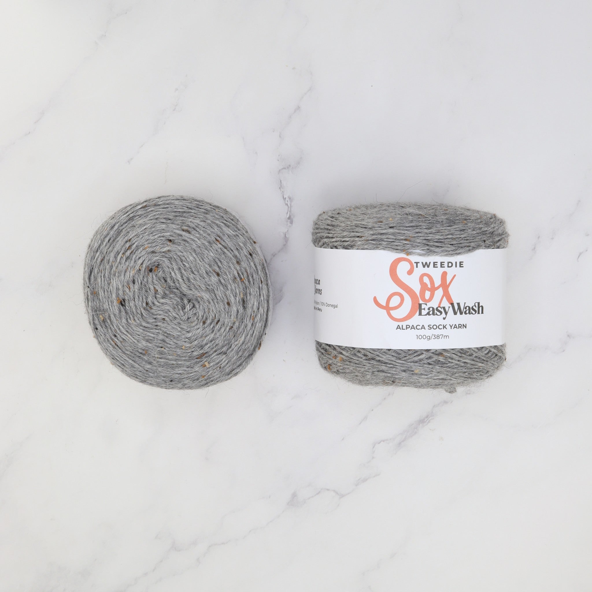 Alpaca Yarns Tweedie Sox Easy Wash in colourway Grey 401 – 4ply weight alpaca, nylon, wool yarn