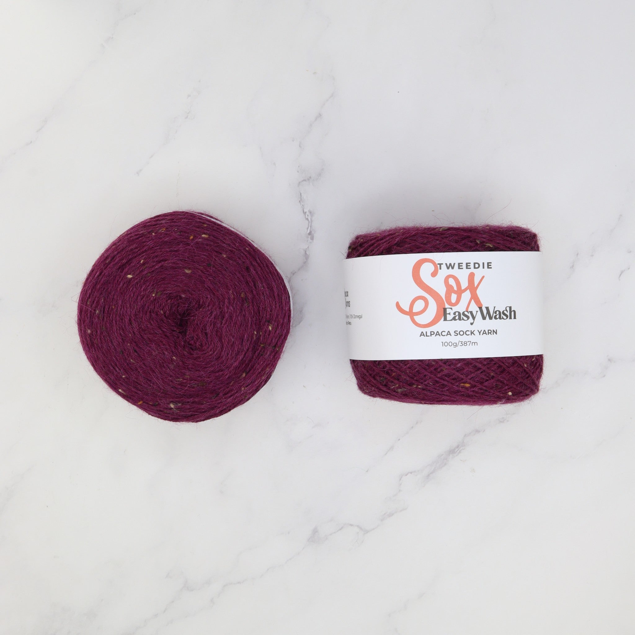 Alpaca Yarns Tweedie Sox Easy Wash in colourway Aubergine 9235 – 4ply weight alpaca, nylon, wool yarn