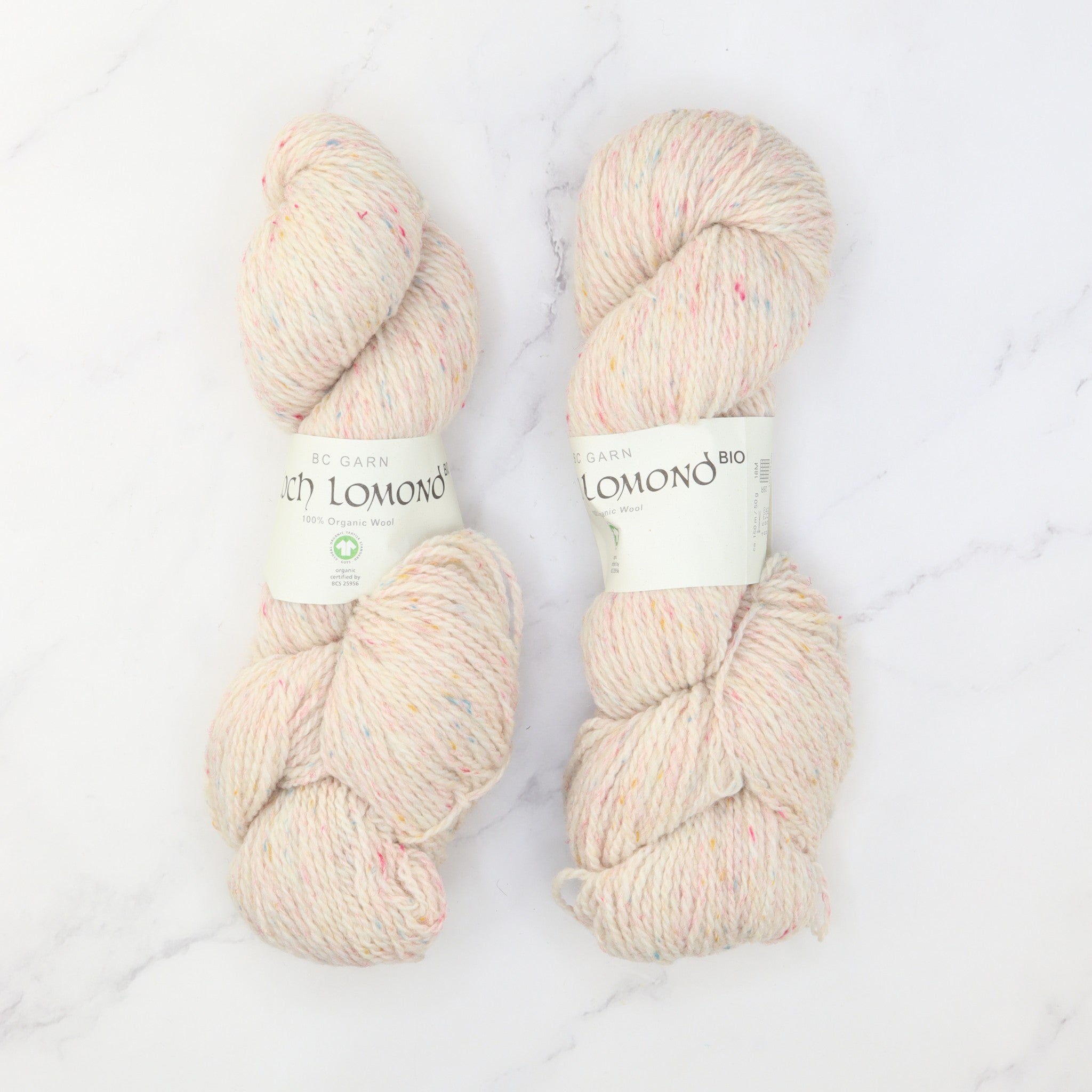 BC Garn Loch Lomond GOTS in colourway White Confetti – 8ply weight wool yarn