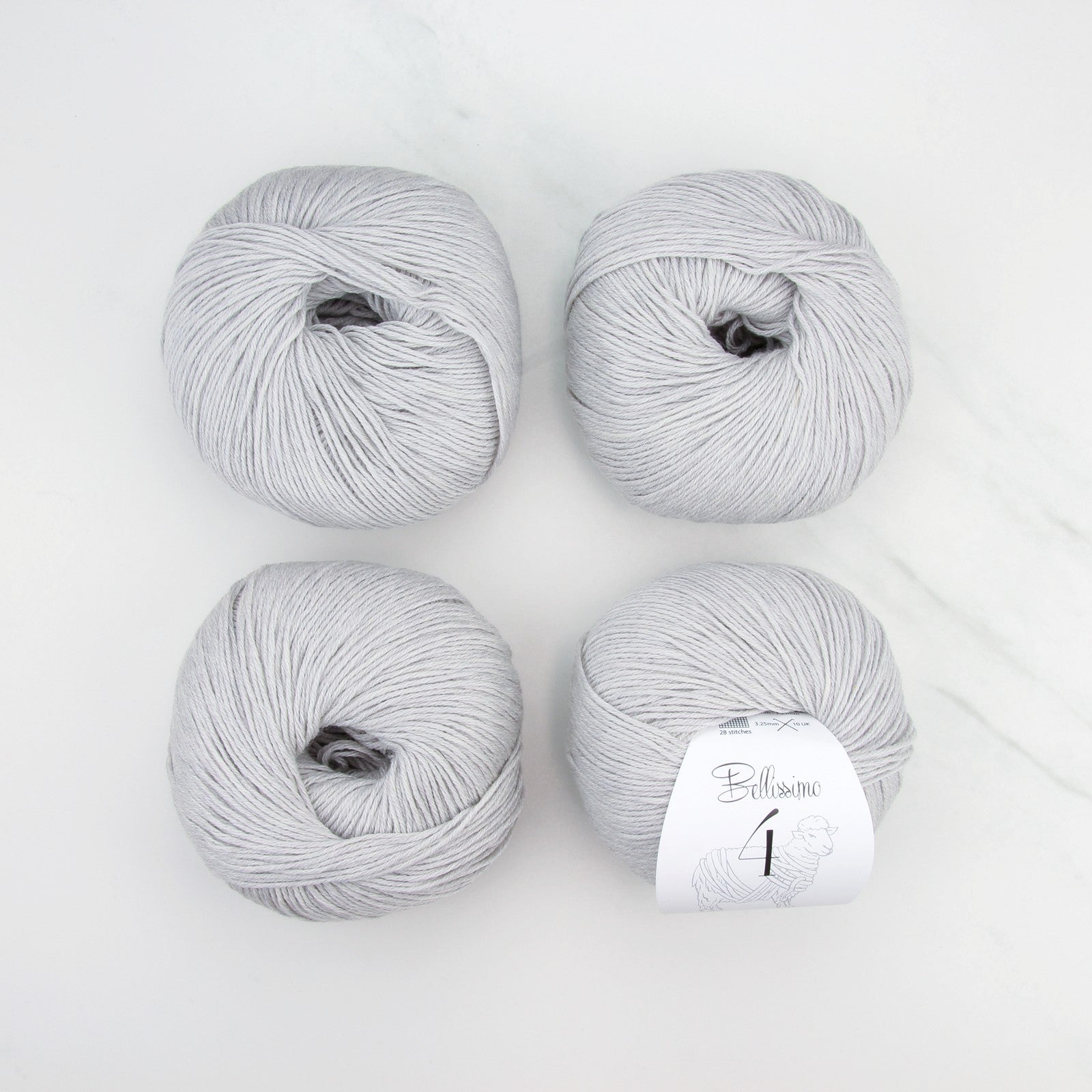 Bellissimo 4 in colourway Silver – 4ply weight merino yarn