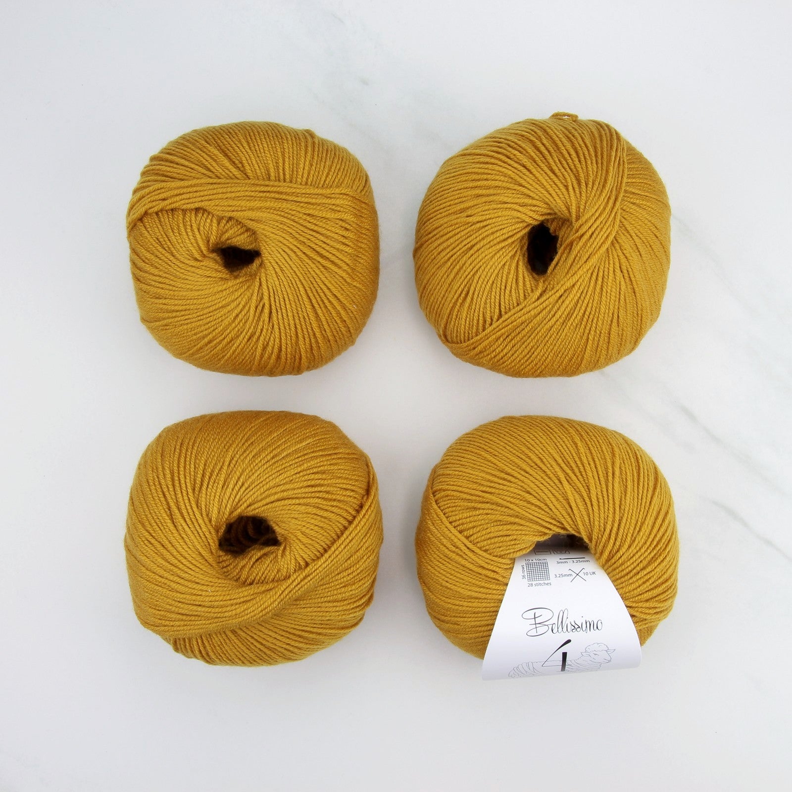 Bellissimo 4 in colourway Mustard – 4ply weight merino yarn