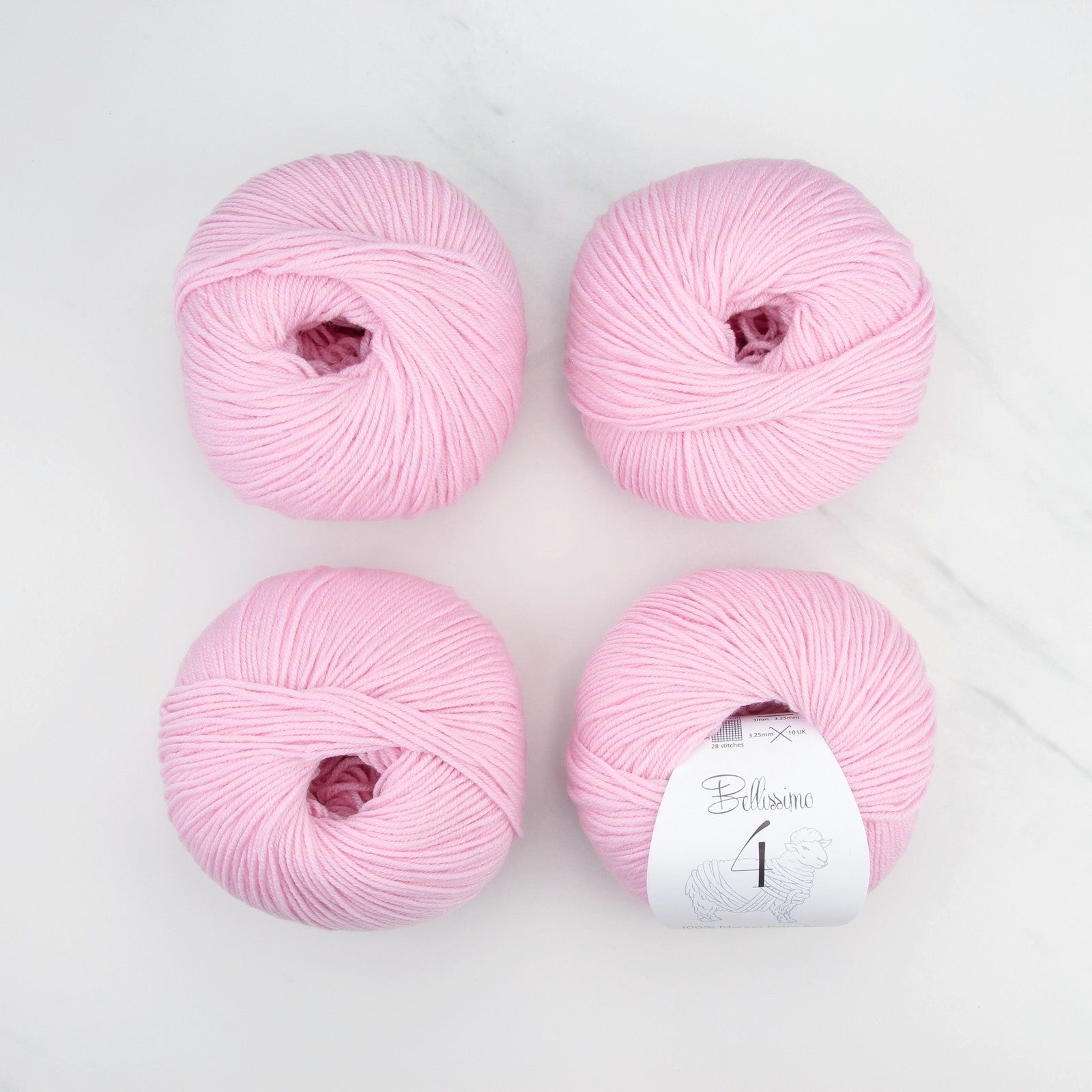 Bellissimo 4 in colourway Lolly Pink – 4ply weight merino yarn