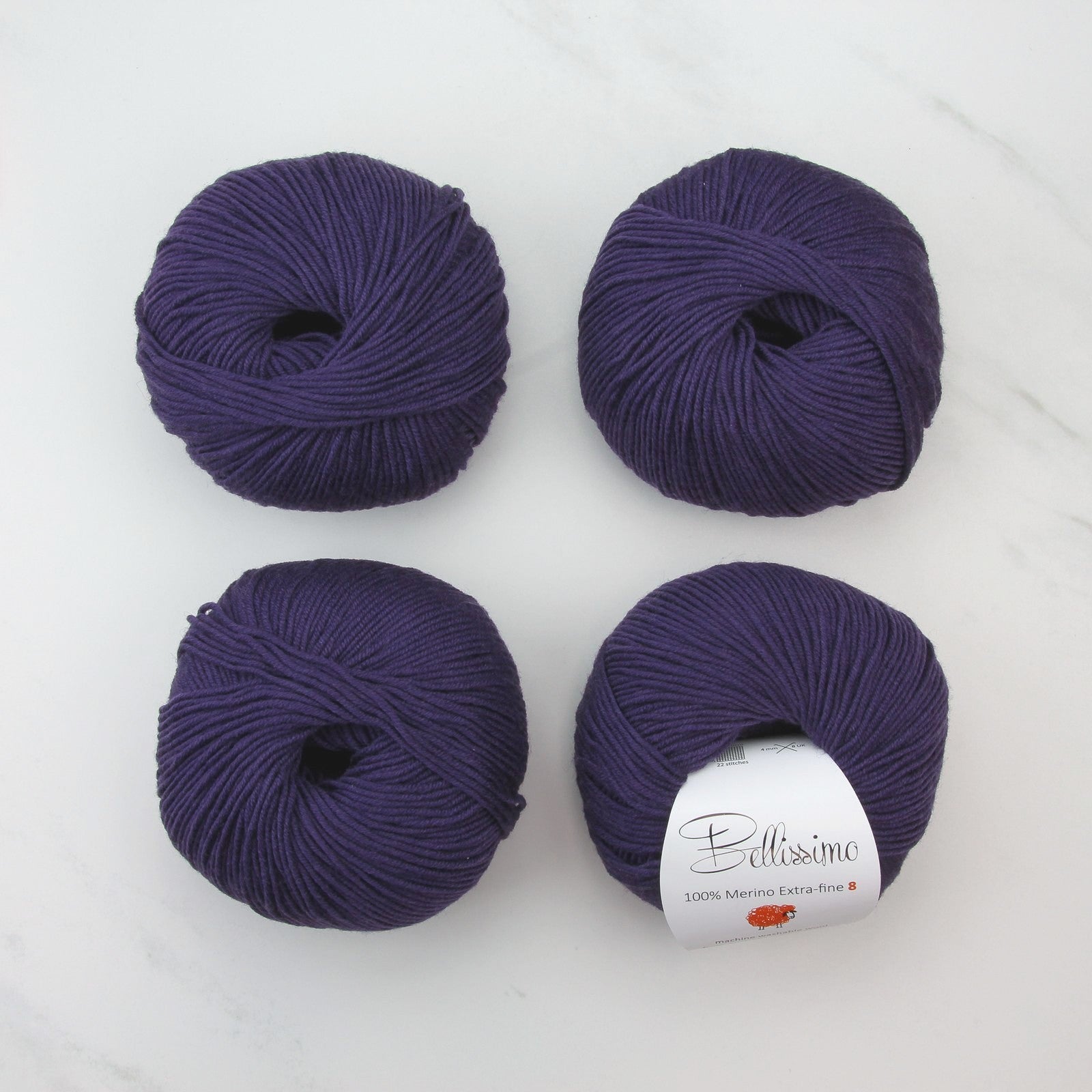 Bellissimo 8 in colourway Plum – 8ply weight merino yarn