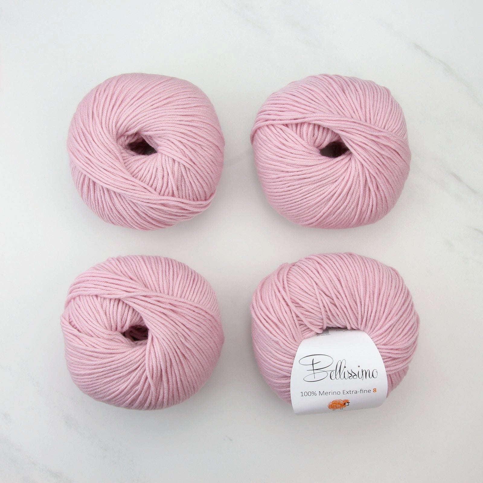 Bellissimo 8 in colourway Pink – 8ply weight merino yarn