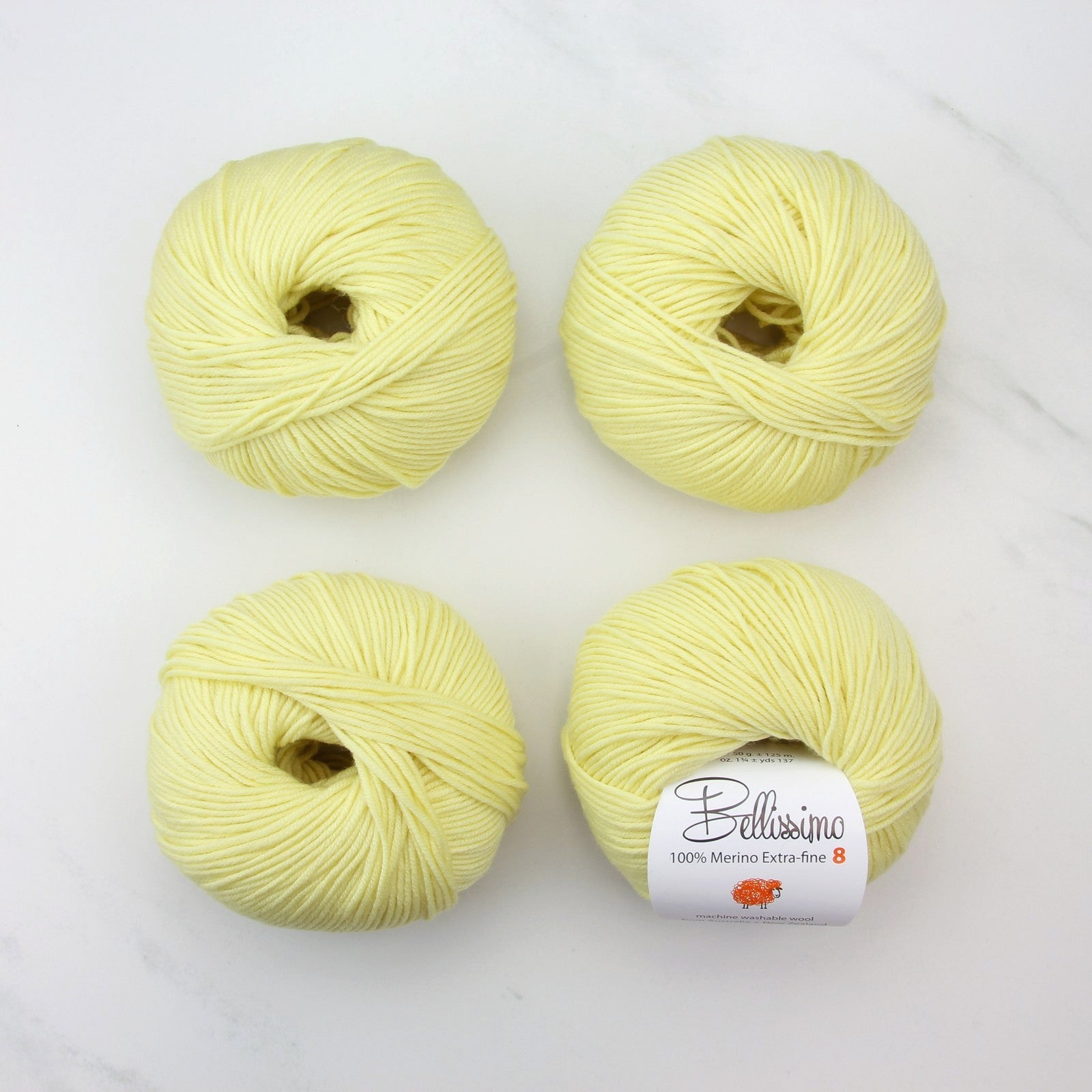 Bellissimo 8 in colourway Lemon – 8ply weight merino yarn