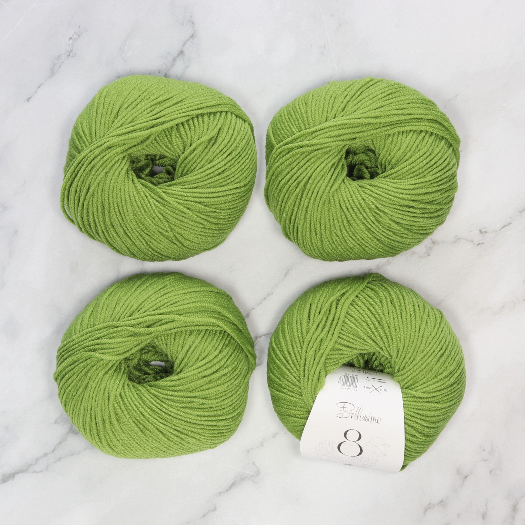 Bellissimo 8 in colourway Basil – 8ply weight merino yarn