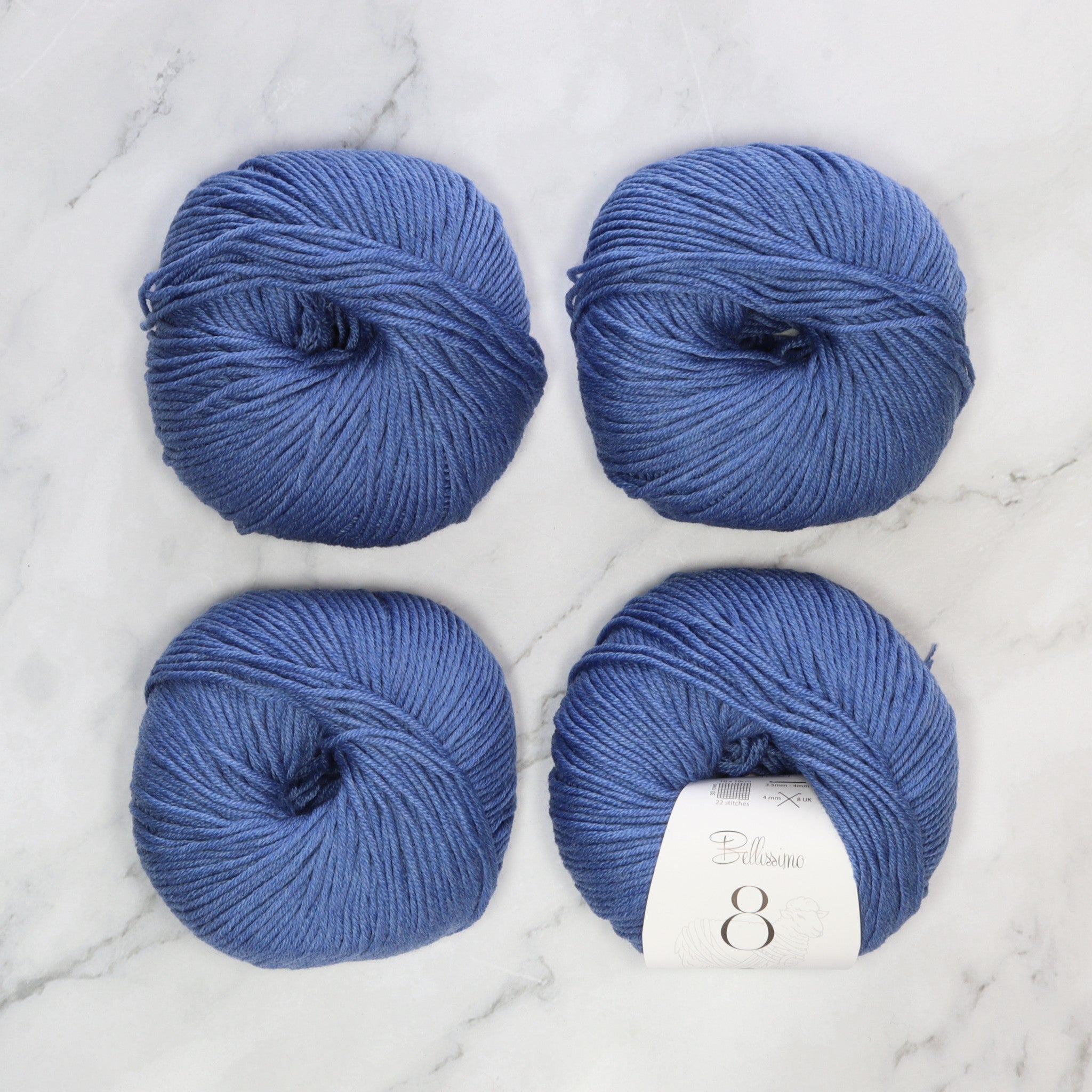 Bellissimo 8 in colourway Cornflower – 8ply weight merino yarn