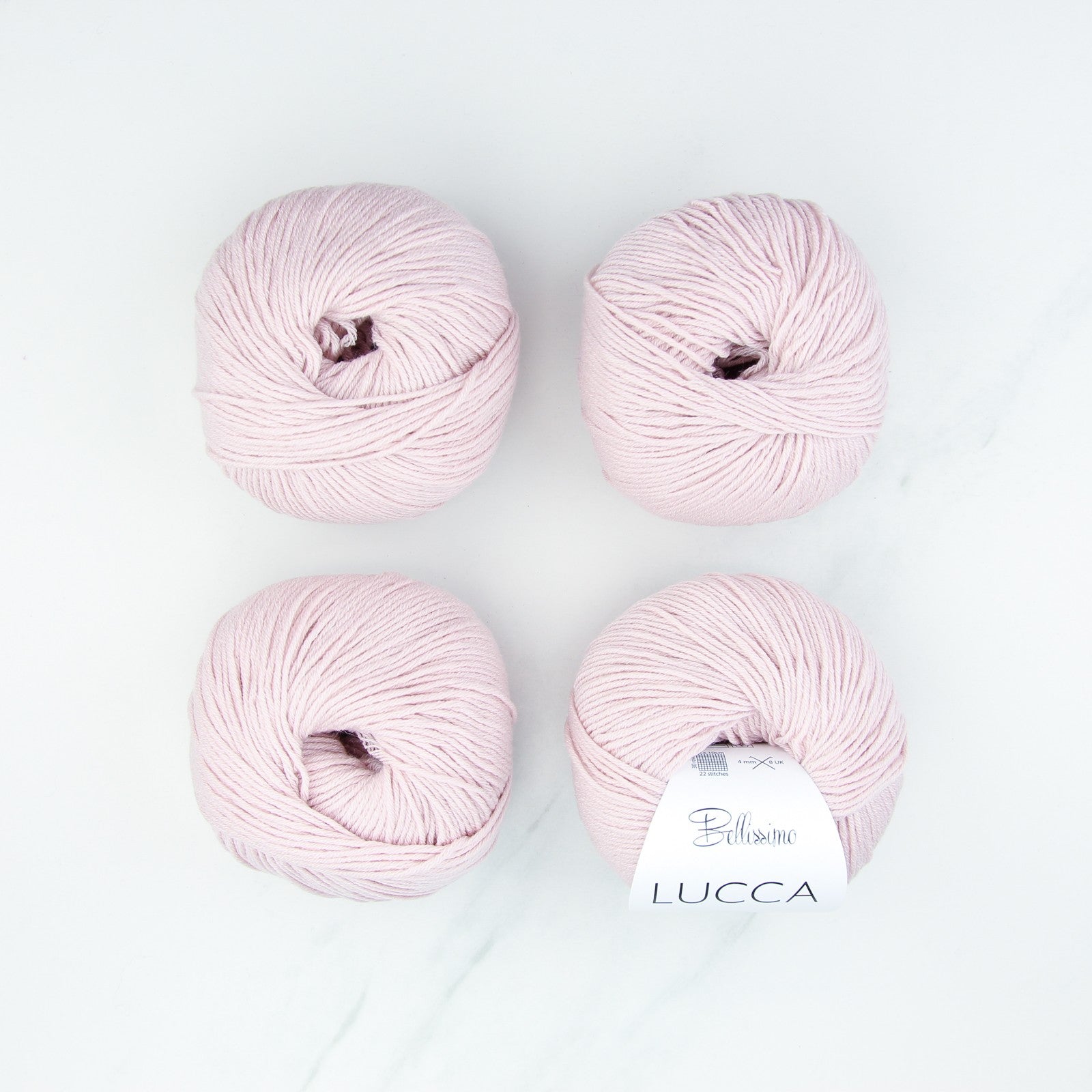 Bellissimo Lucca in colourway Pale Pink – 8ply weight merino, cotton yarn