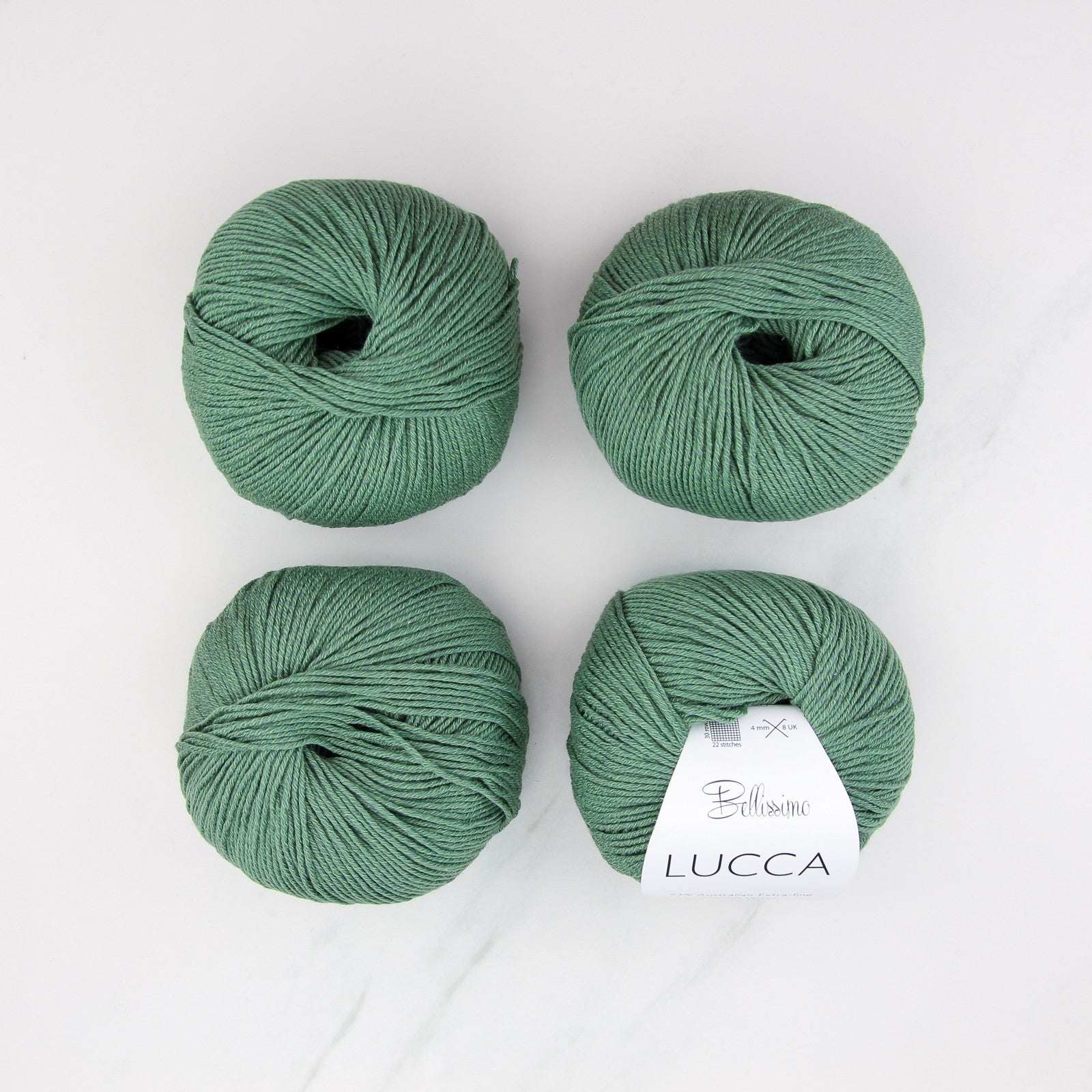 Bellissimo Lucca in colourway Grass – 8ply weight merino, cotton yarn