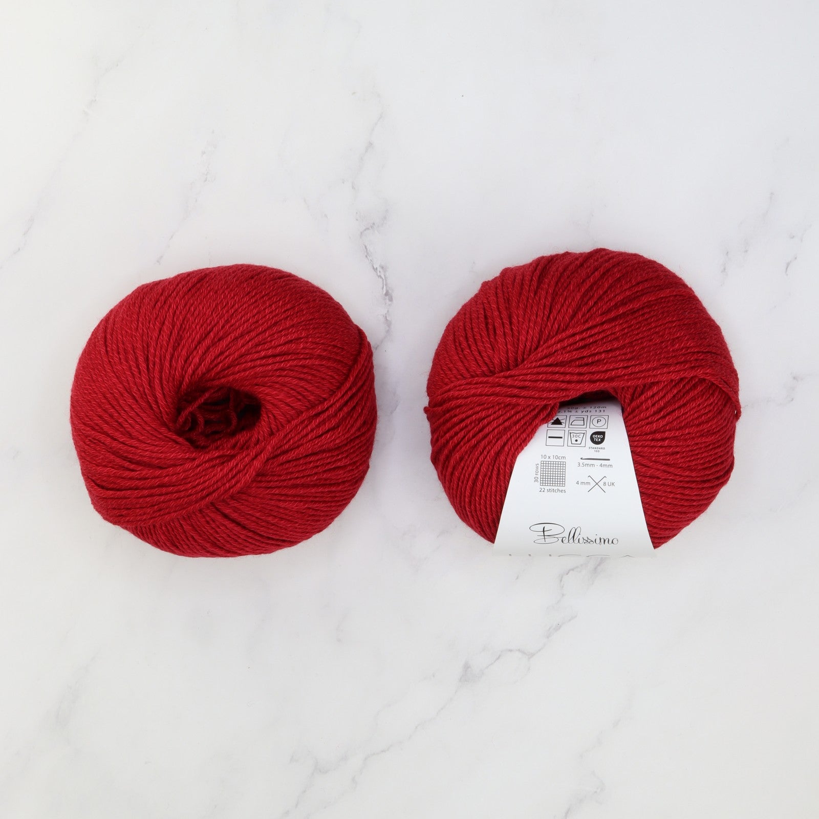 Bellissimo Lucca in colourway Red – 8ply weight merino, cotton yarn