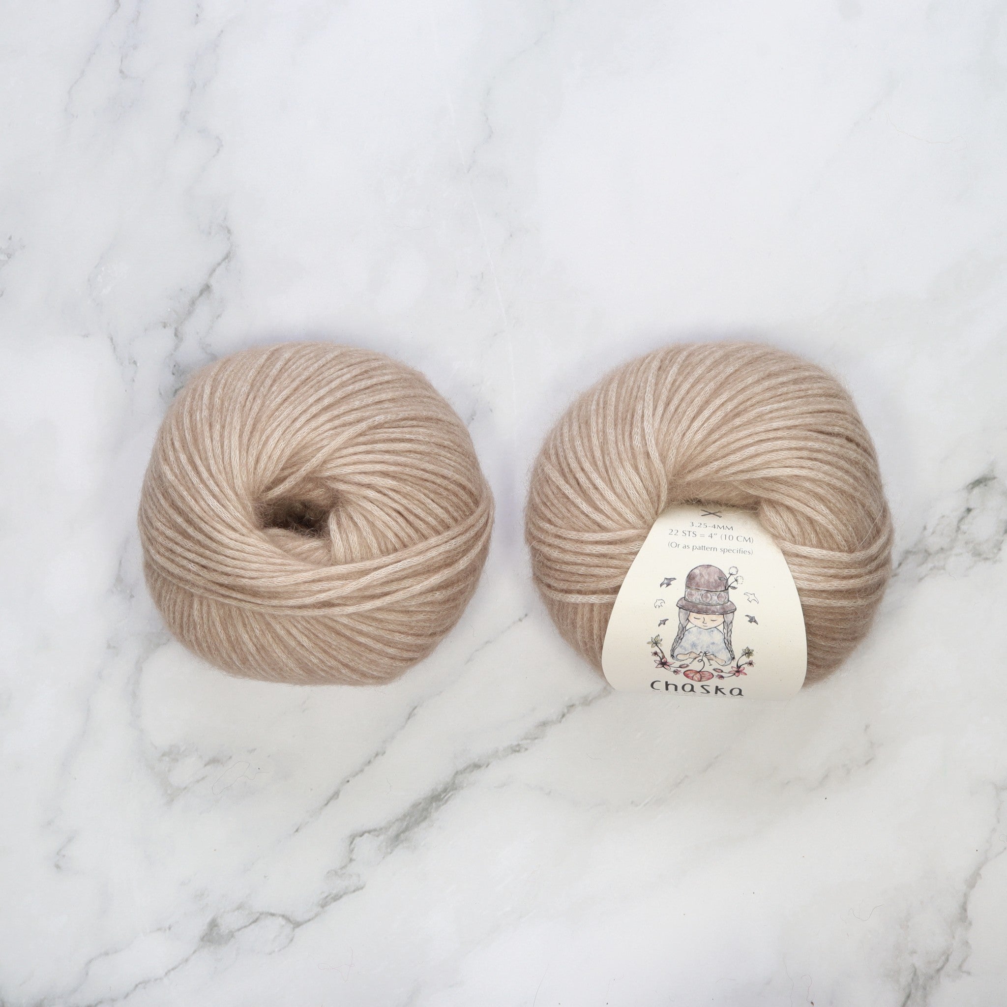 Chaska Wara in colourway Beige – 8ply weight cotton, alpaca, merino yarn