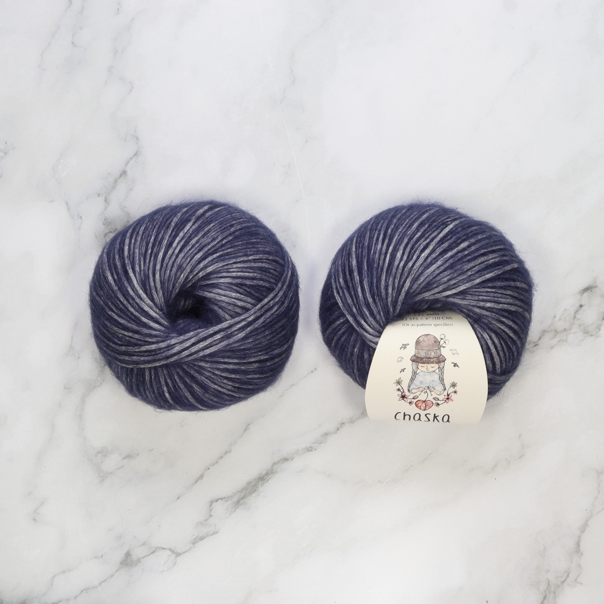 Chaska Wara in colourway Navy – 8ply weight cotton, alpaca, merino yarn