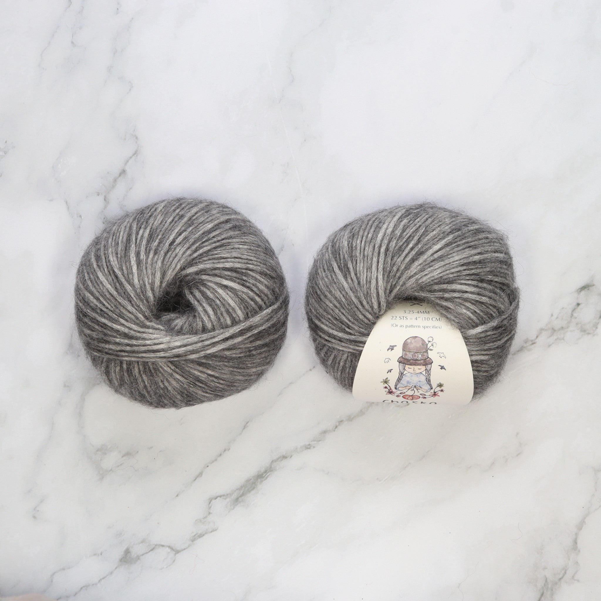 Chaska Wara in colourway Grey – 8ply weight cotton, alpaca, merino yarn