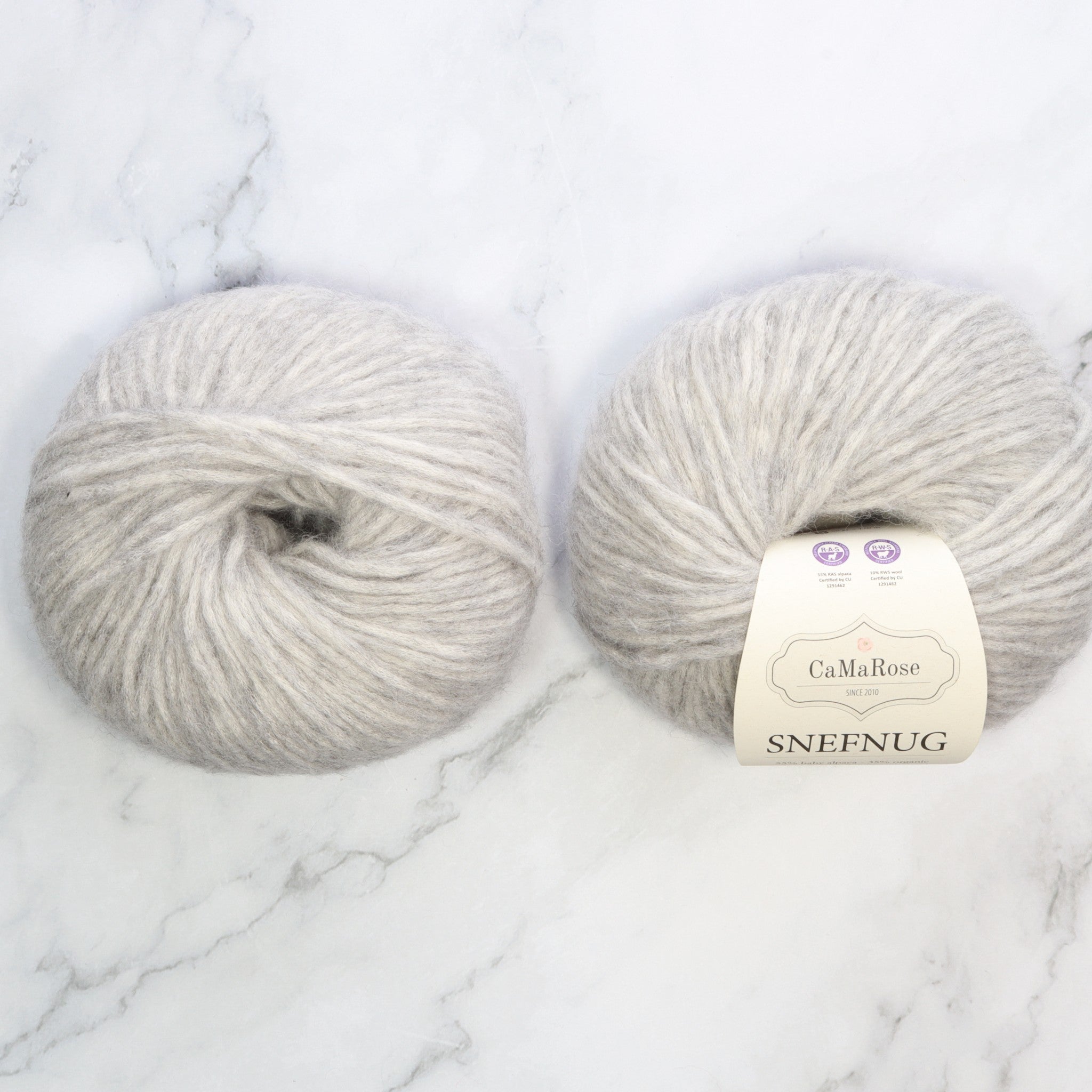 CaMaRose Snefnug in colourway Ash Grey – 10ply weight alpaca, cotton, merino yarn