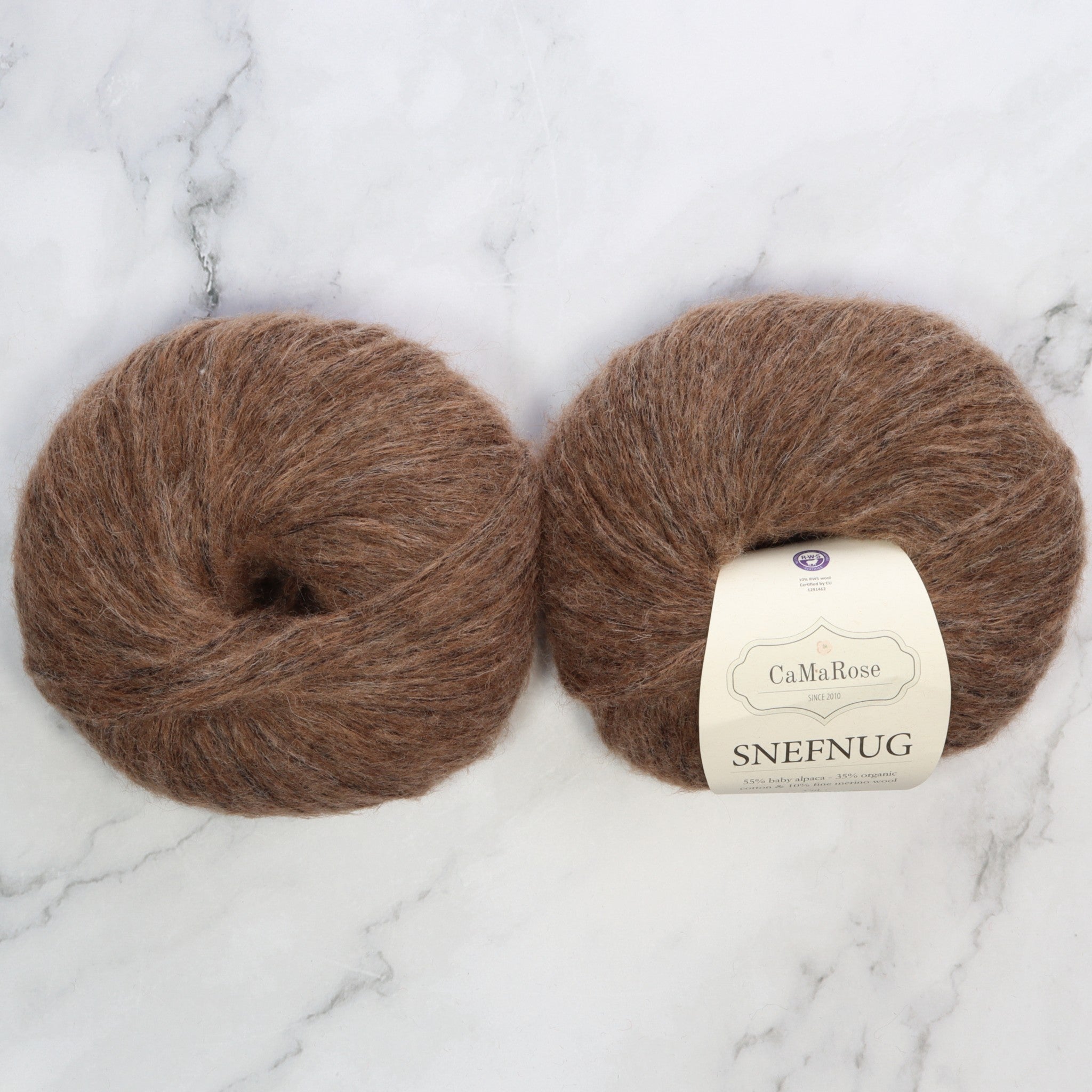 CaMaRose Snefnug in colourway Light Brown – 10ply weight alpaca, cotton, merino yarn