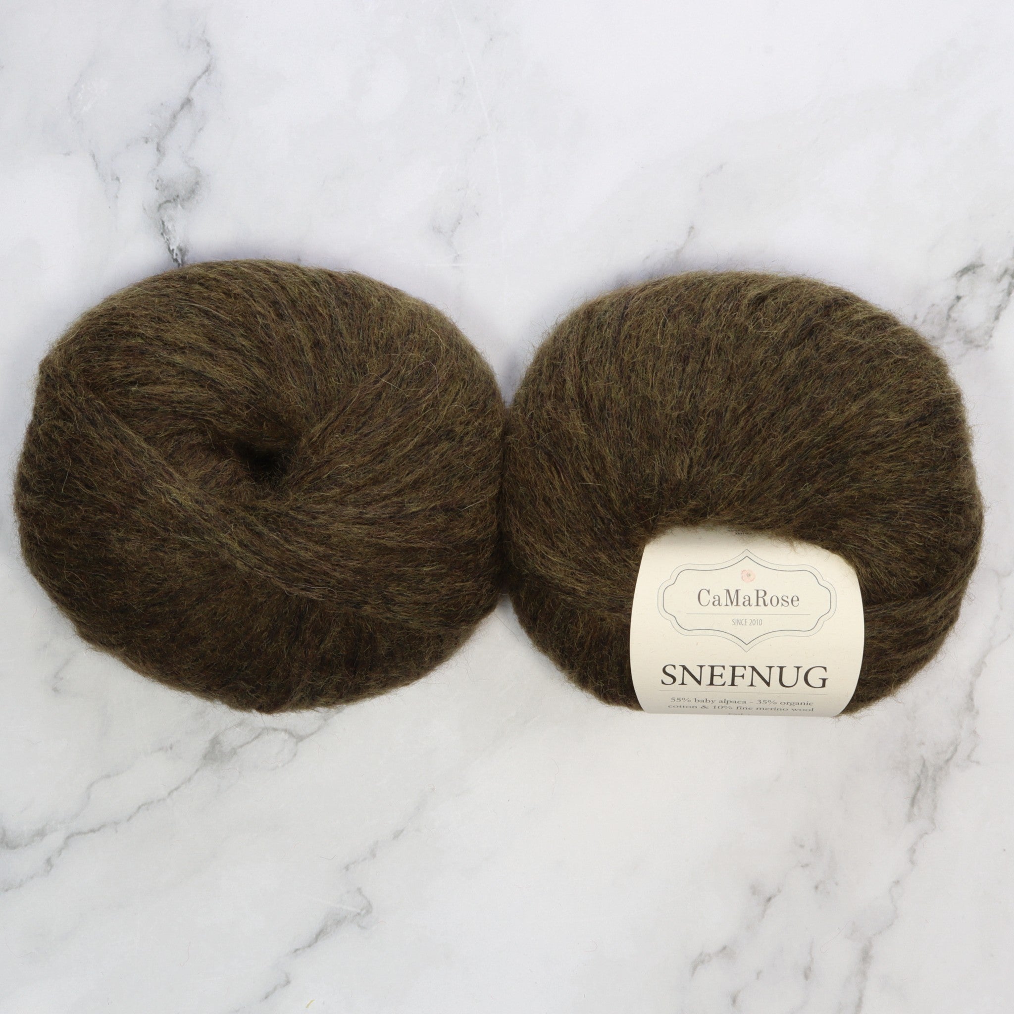 CaMaRose Snefnug in colourway Withered Green – 10ply weight alpaca, cotton, merino yarn
