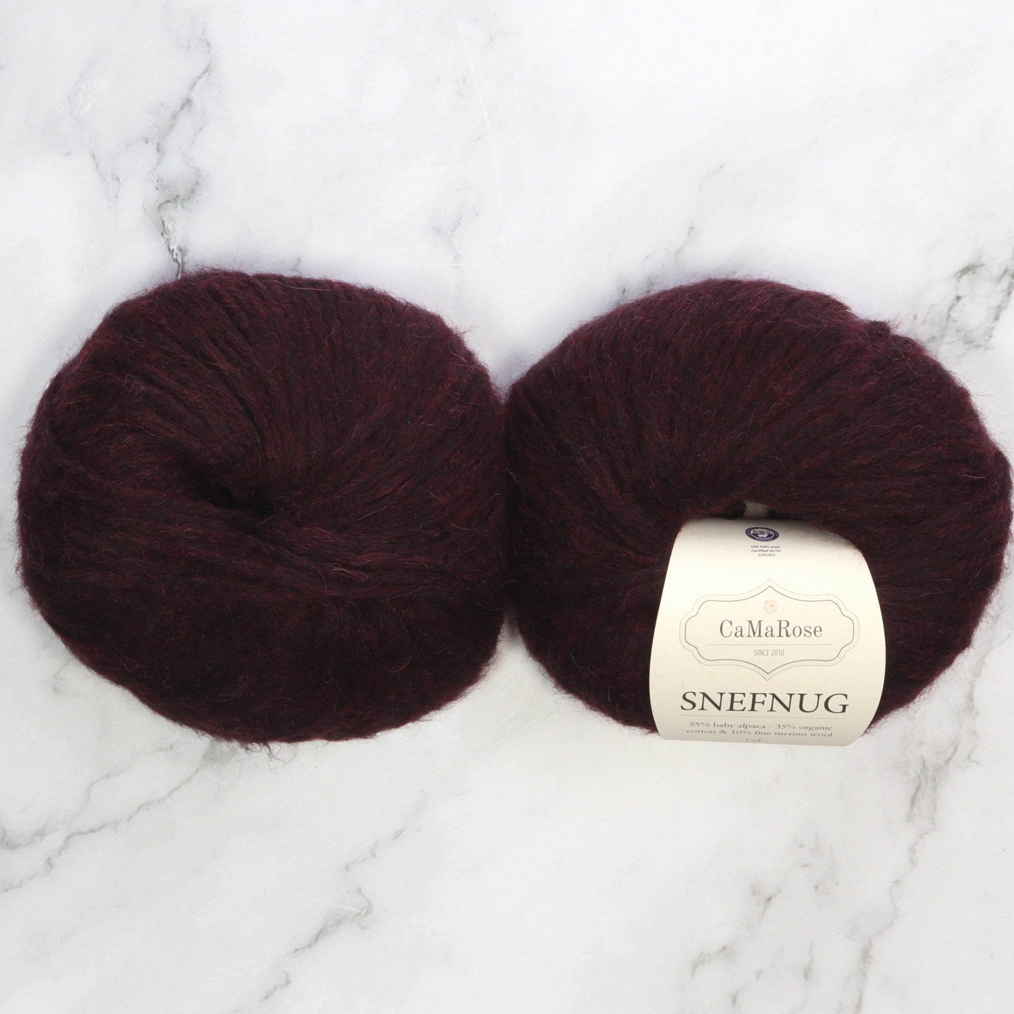 CaMaRose Snefnug in colourway Bordeaux – 10ply weight alpaca, cotton, merino yarn