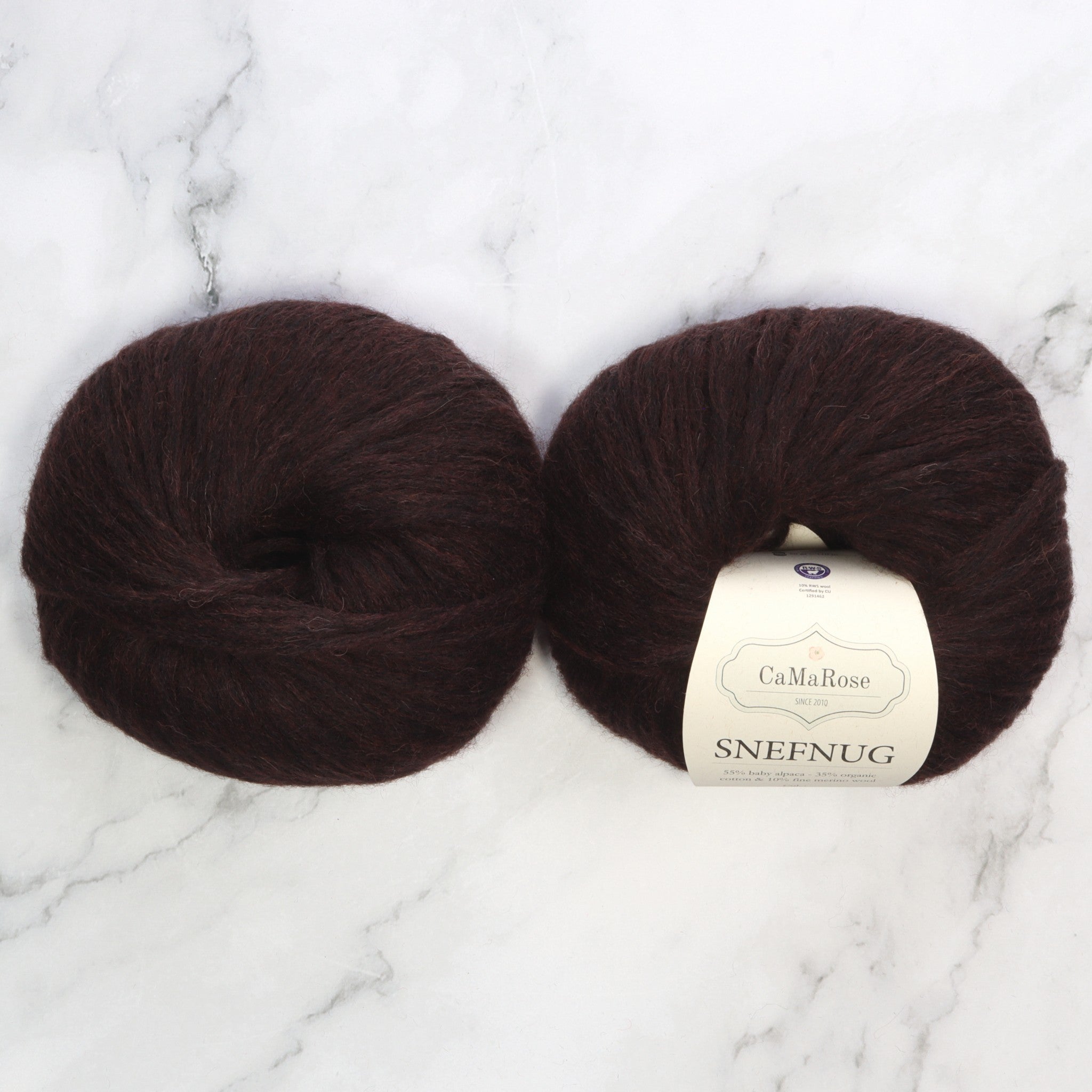 CaMaRose Snefnug in colourway Mahogany – 10ply weight alpaca, cotton, merino yarn