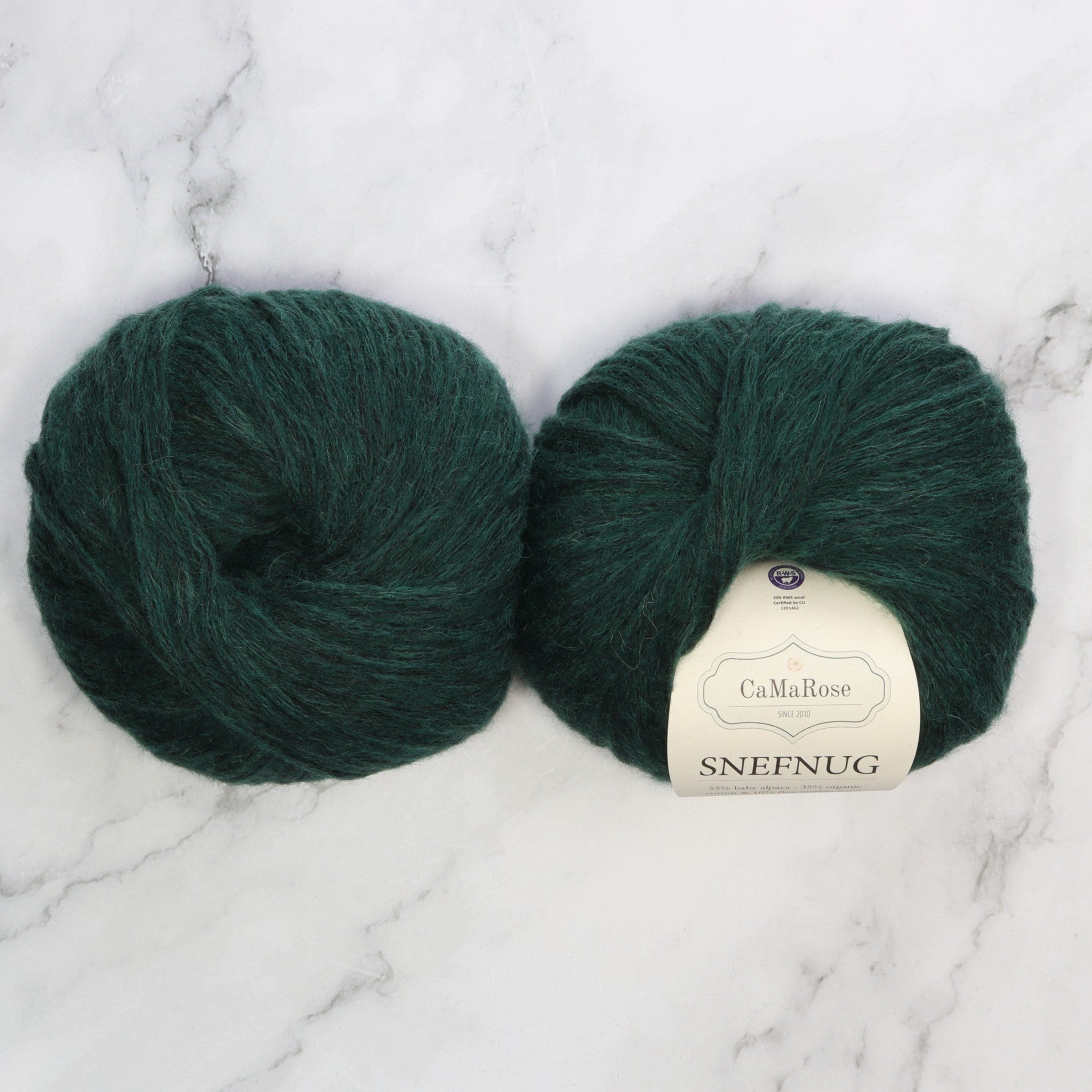 CaMaRose Snefnug in colourway Dark Green – 10ply weight alpaca, cotton, merino yarn