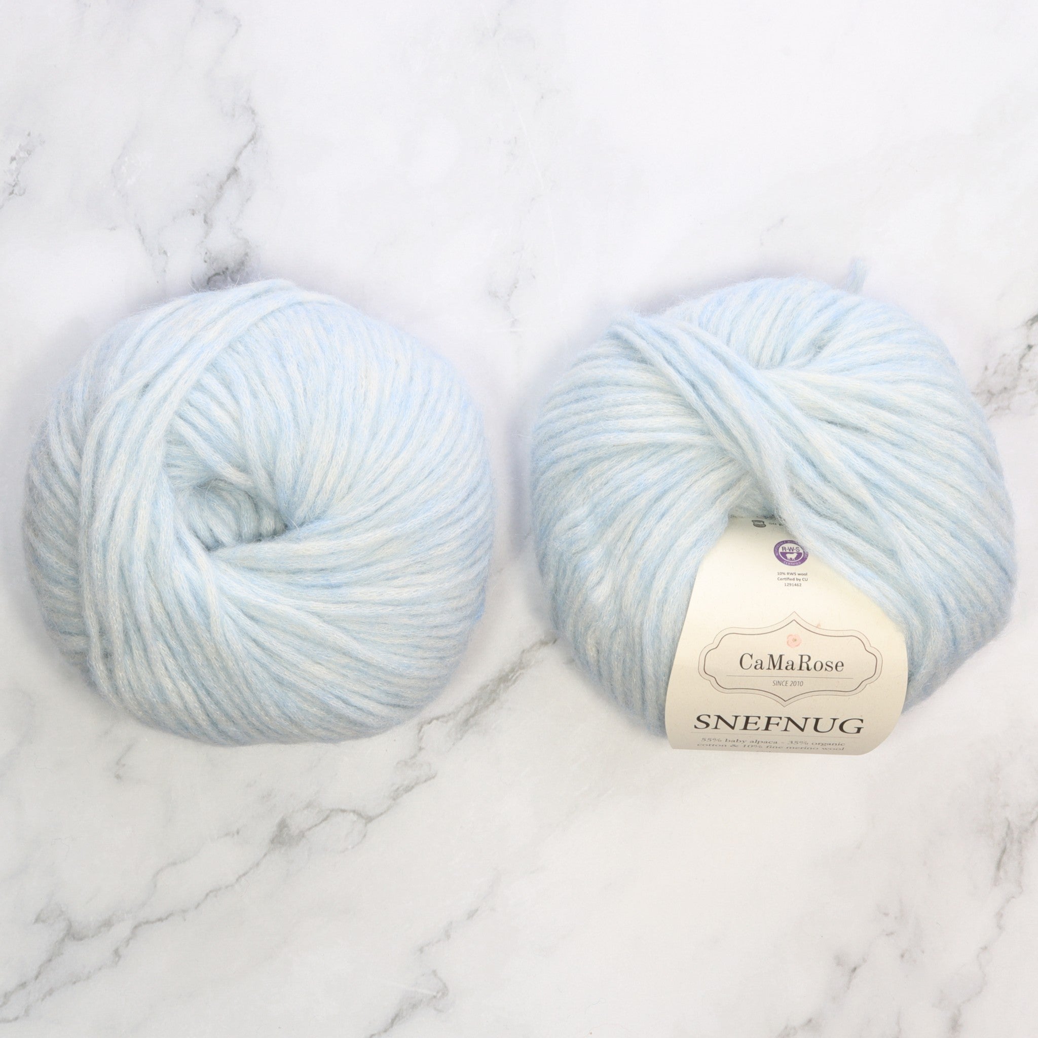 CaMaRose Snefnug in colourway Delicate Blue – 10ply weight alpaca, cotton, merino yarn