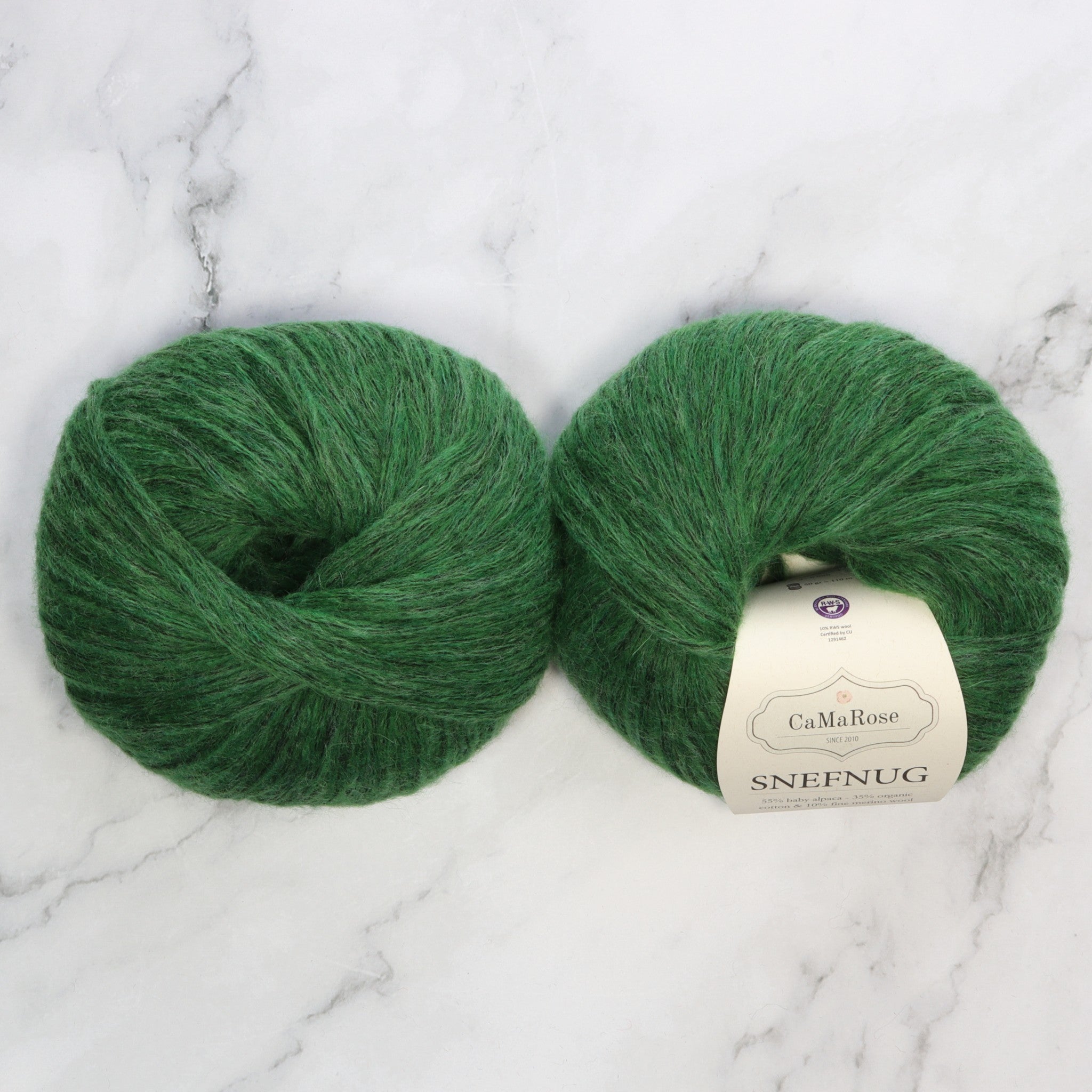 CaMaRose Snefnug in colourway Green – 10ply weight alpaca, cotton, merino yarn