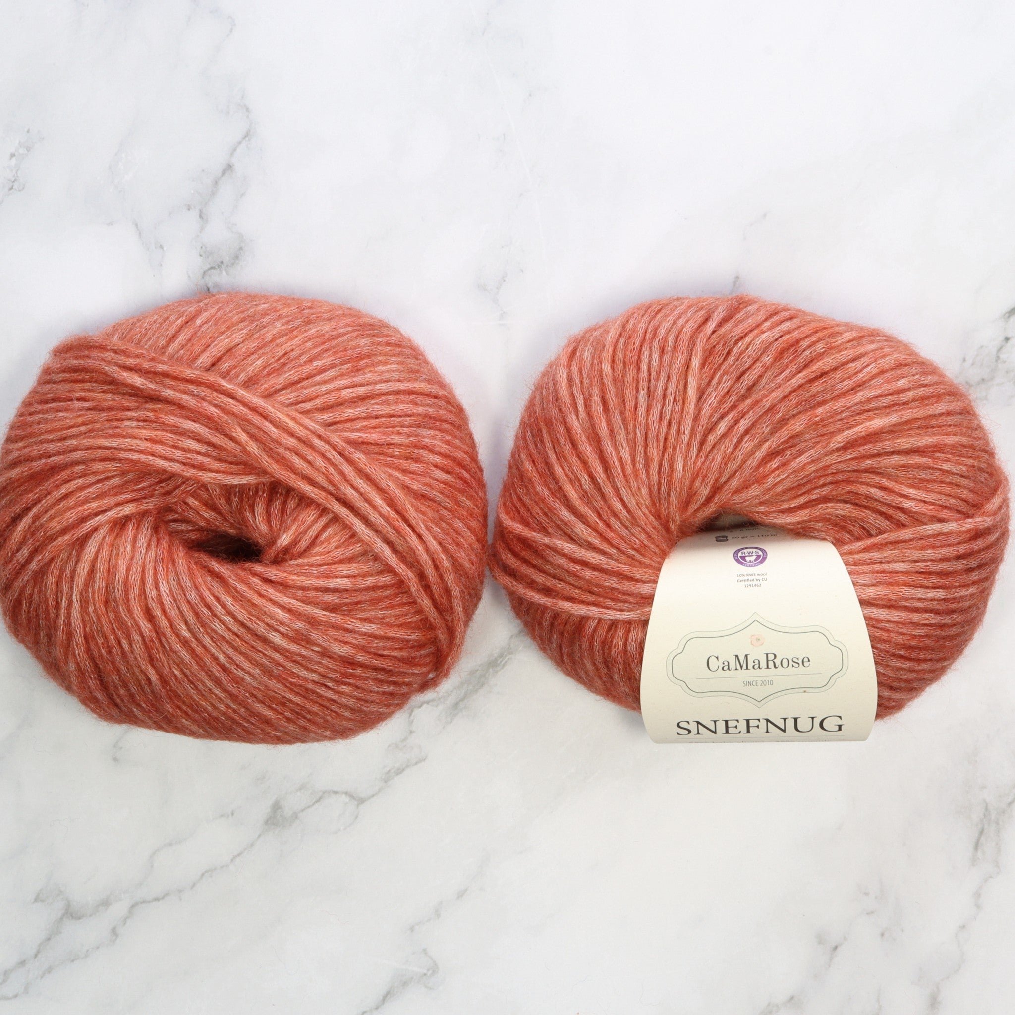 CaMaRose Snefnug in colourway Brick – 10ply weight alpaca, cotton, merino yarn
