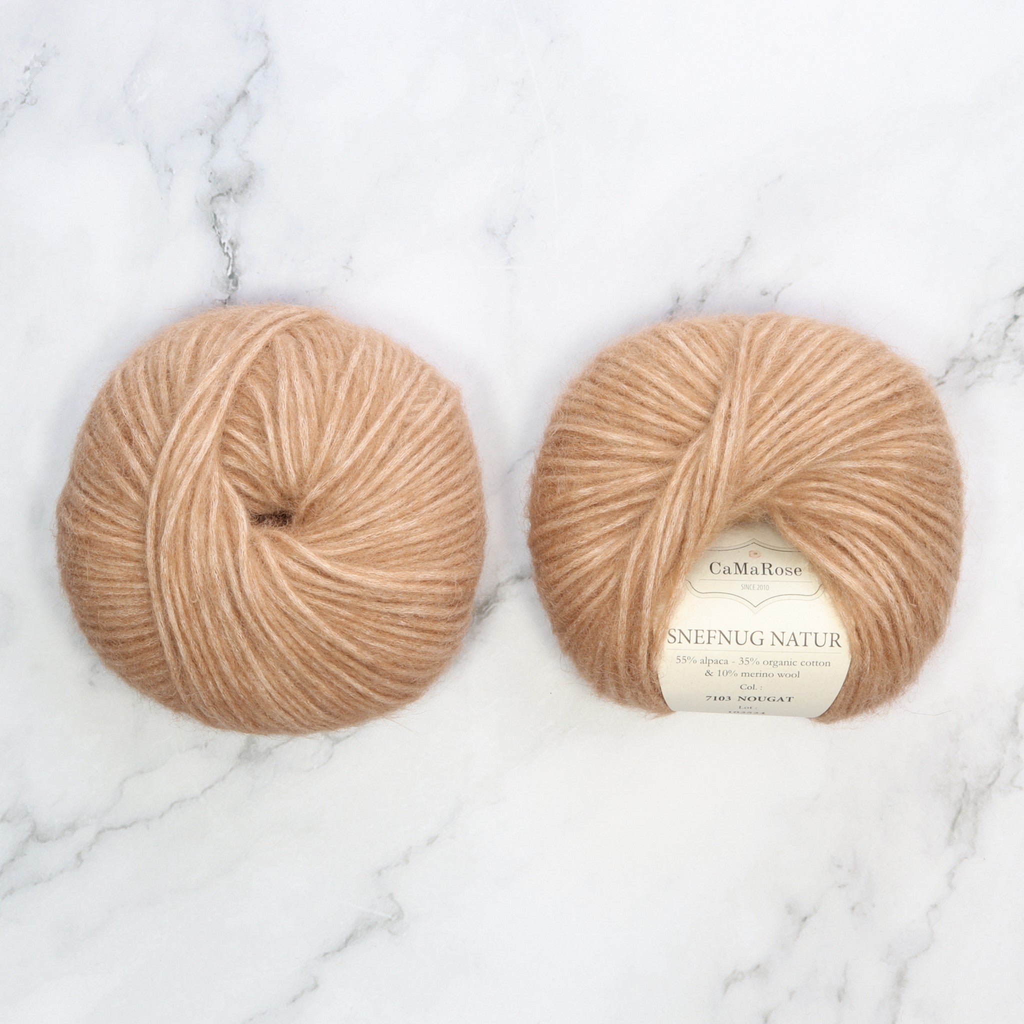 CaMaRose Snefnug in colourway Nougat – 10ply weight alpaca, cotton, merino yarn