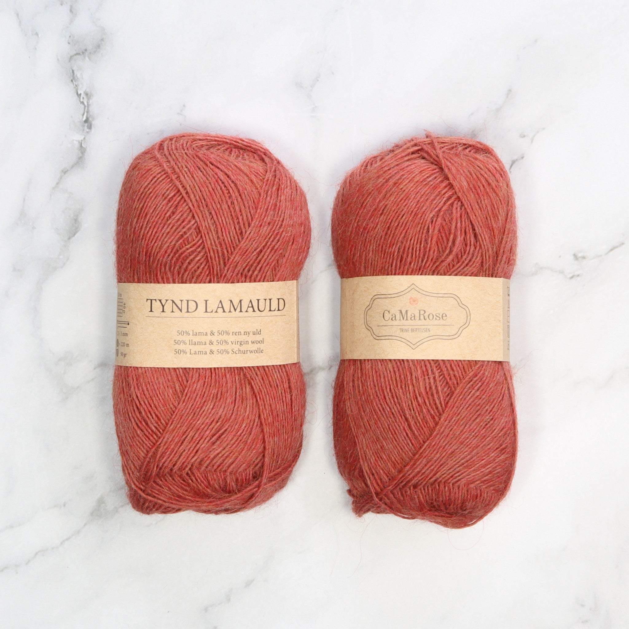 CaMaRose Tynd Lamauld in colourway Warm Pink – 4ply weight llama, wool yarn