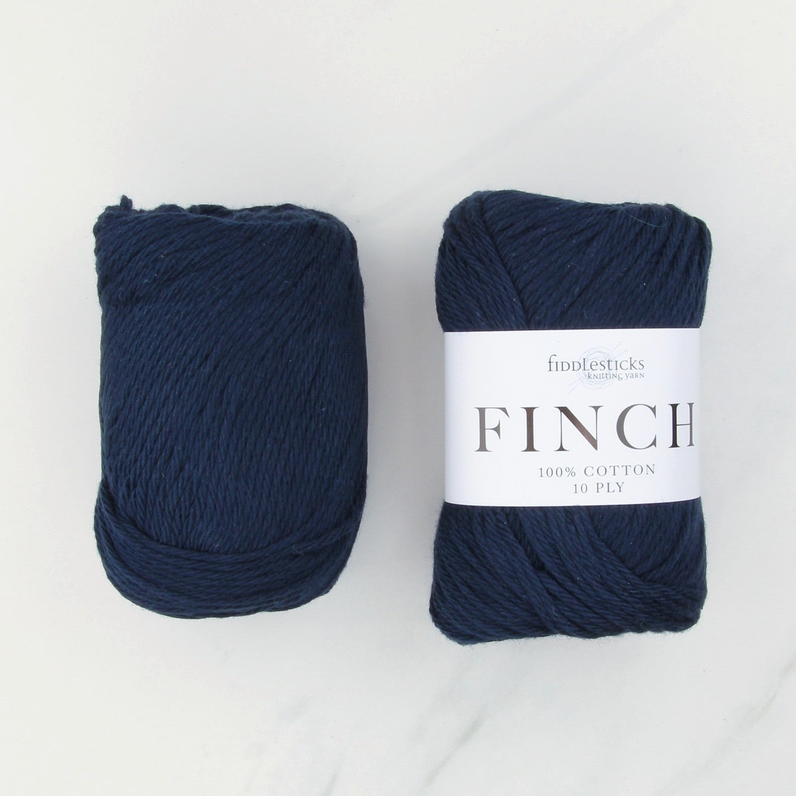 Fiddlesticks Finch in colourway Navy – 10ply weight cotton yarn