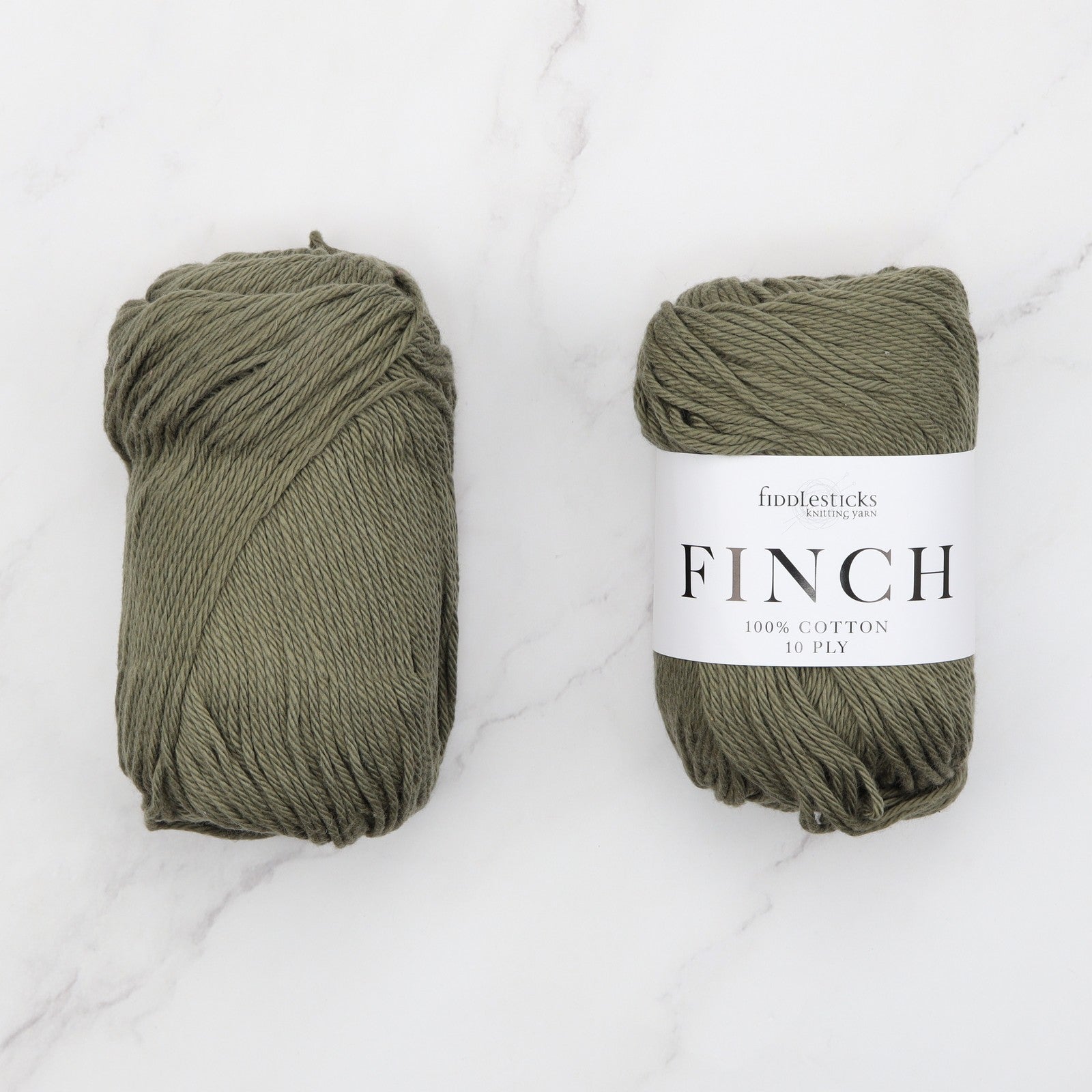 Fiddlesticks Finch in colourway Khaki – 10ply weight cotton yarn