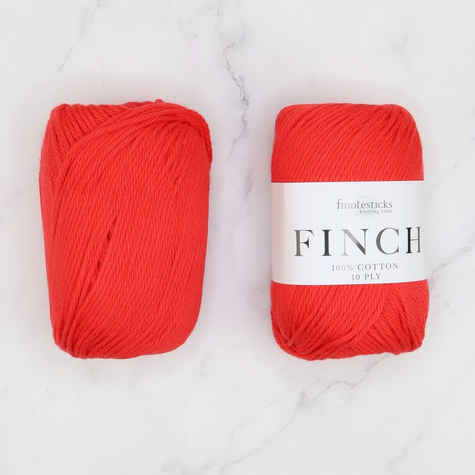 Fiddlesticks Finch in colourway Pillar Box Red – 10ply weight cotton yarn