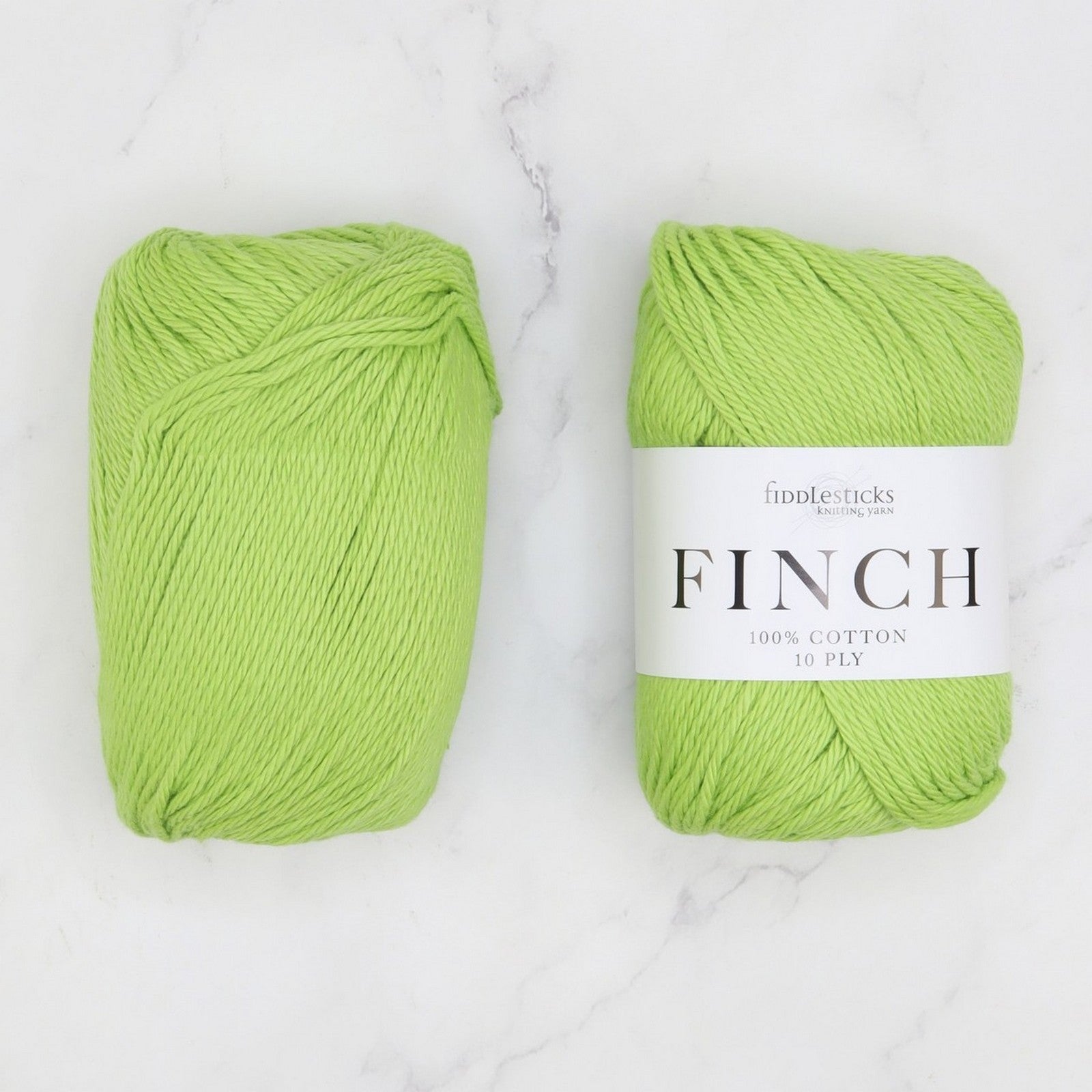 Fiddlesticks Finch in colourway Lime – 10ply weight cotton yarn