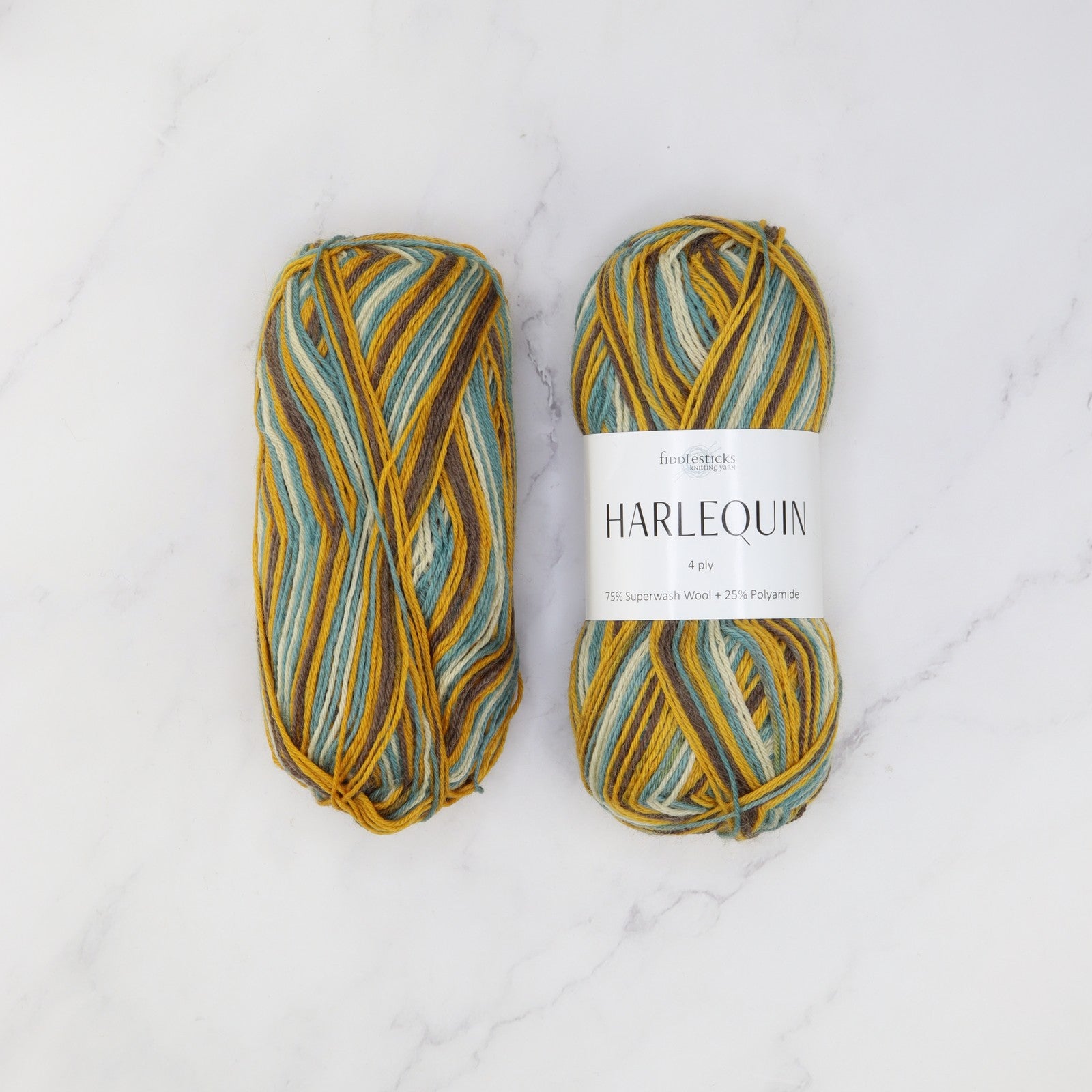 Fiddlesticks Harlequin in colourway 32-05 Turquoise – 4ply weight wool, nylon yarn