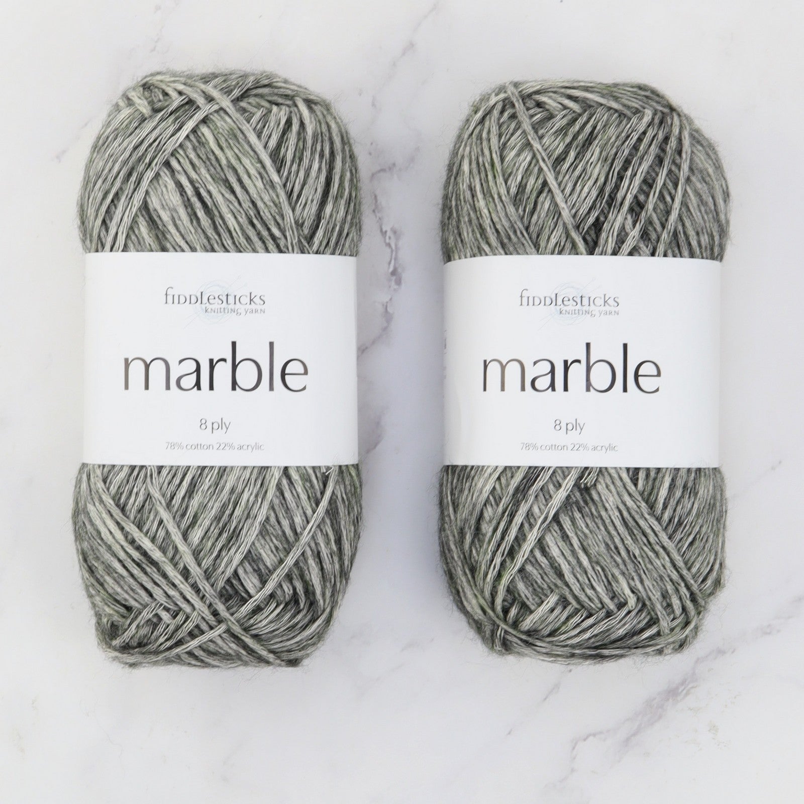 Fiddlesticks Marble in colourway Cement – 8ply weight cotton, acrylic yarn