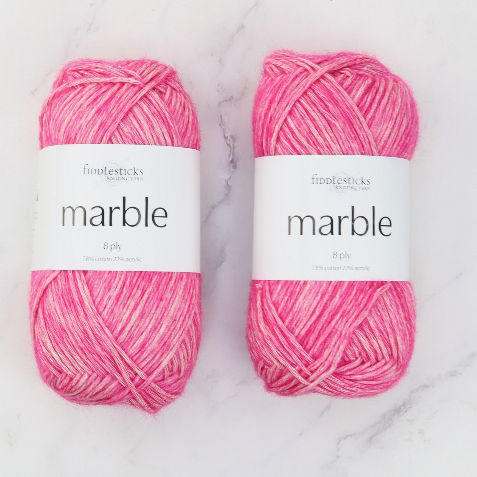 Fiddlesticks Marble in colourway Cerise – 8ply weight cotton, acrylic yarn