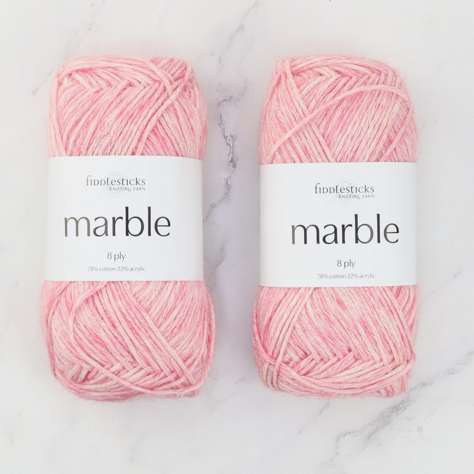 Fiddlesticks Marble in colourway Lipstick – 8ply weight cotton, acrylic yarn