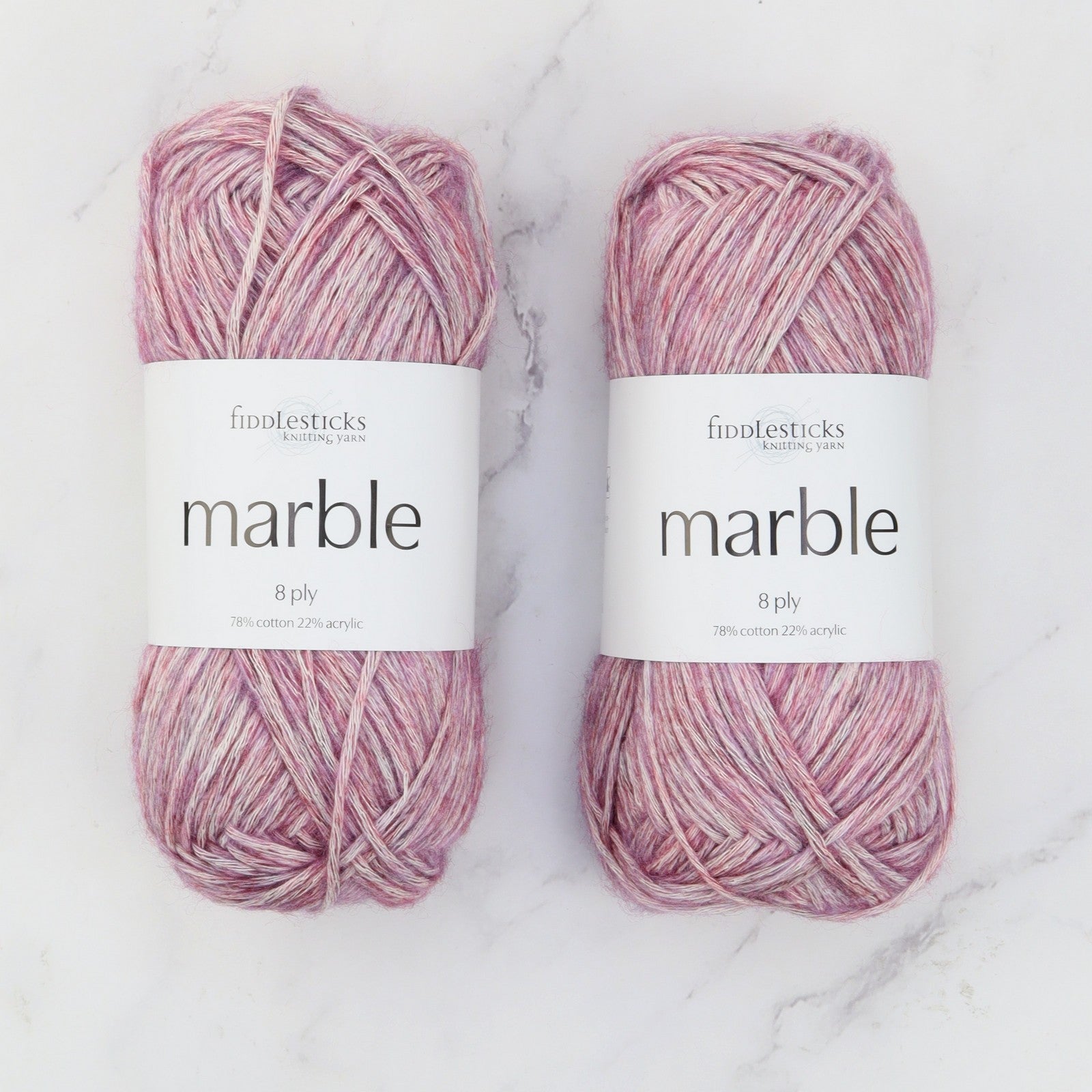 Fiddlesticks Marble in colourway Mulberry – 8ply weight cotton, acrylic yarn