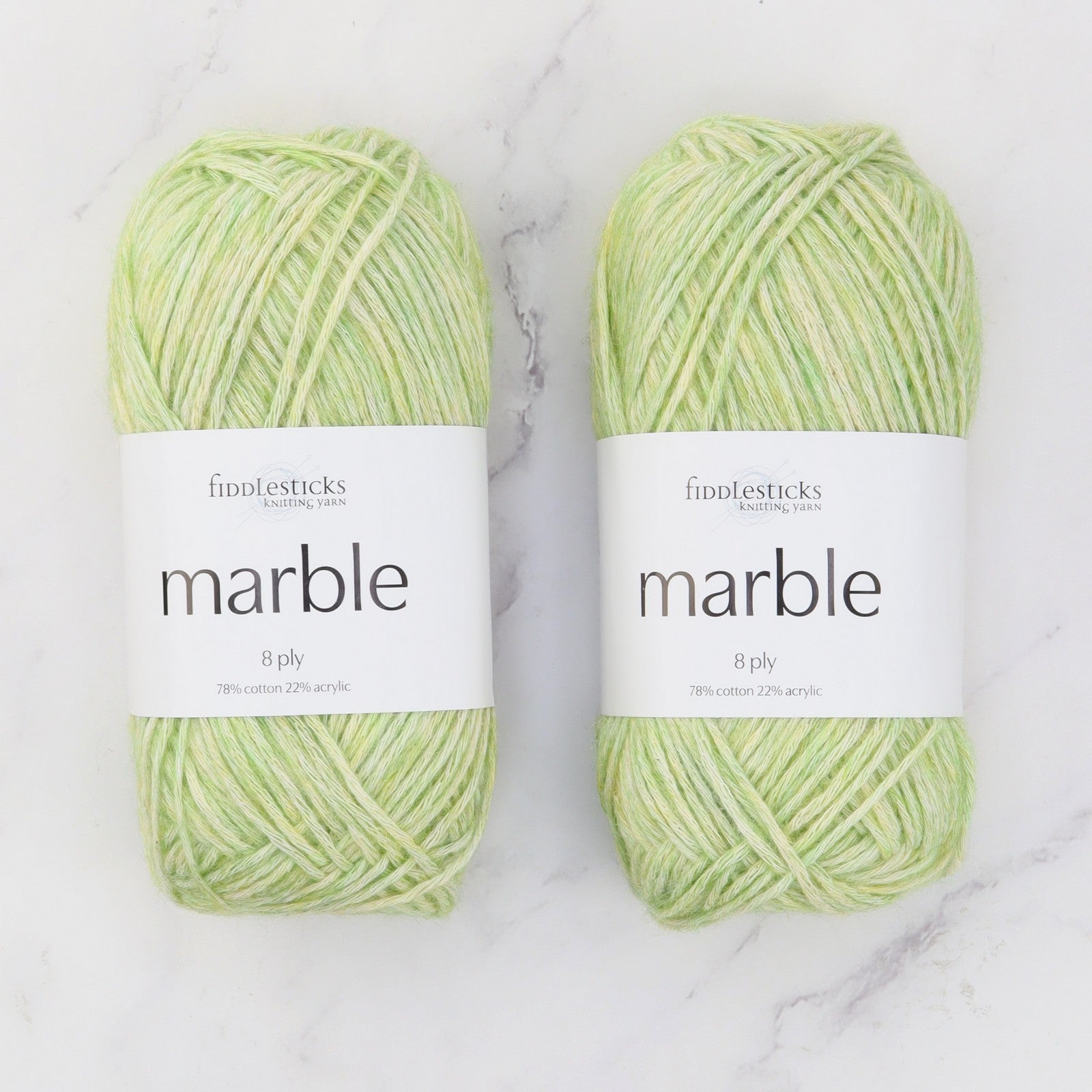Fiddlesticks Marble in colourway Leaf – 8ply weight cotton, acrylic yarn