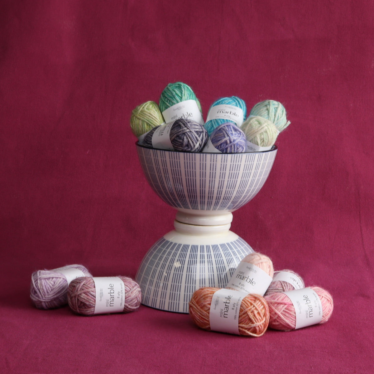 Fiddlesticks Marble Mini Balls – 8ply weight cotton, acrylic yarn