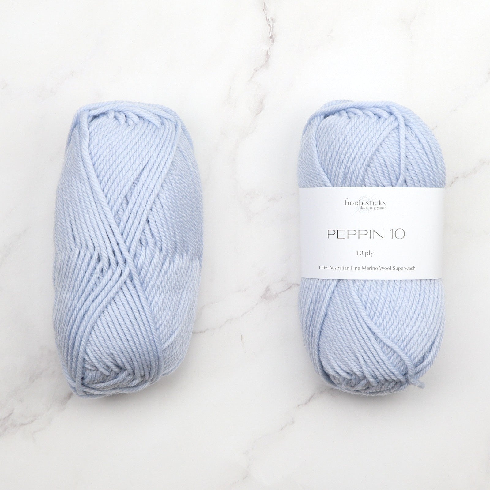 Fiddlesticks Peppin 10 in colourway Ice Blue – 10ply weight wool yarn