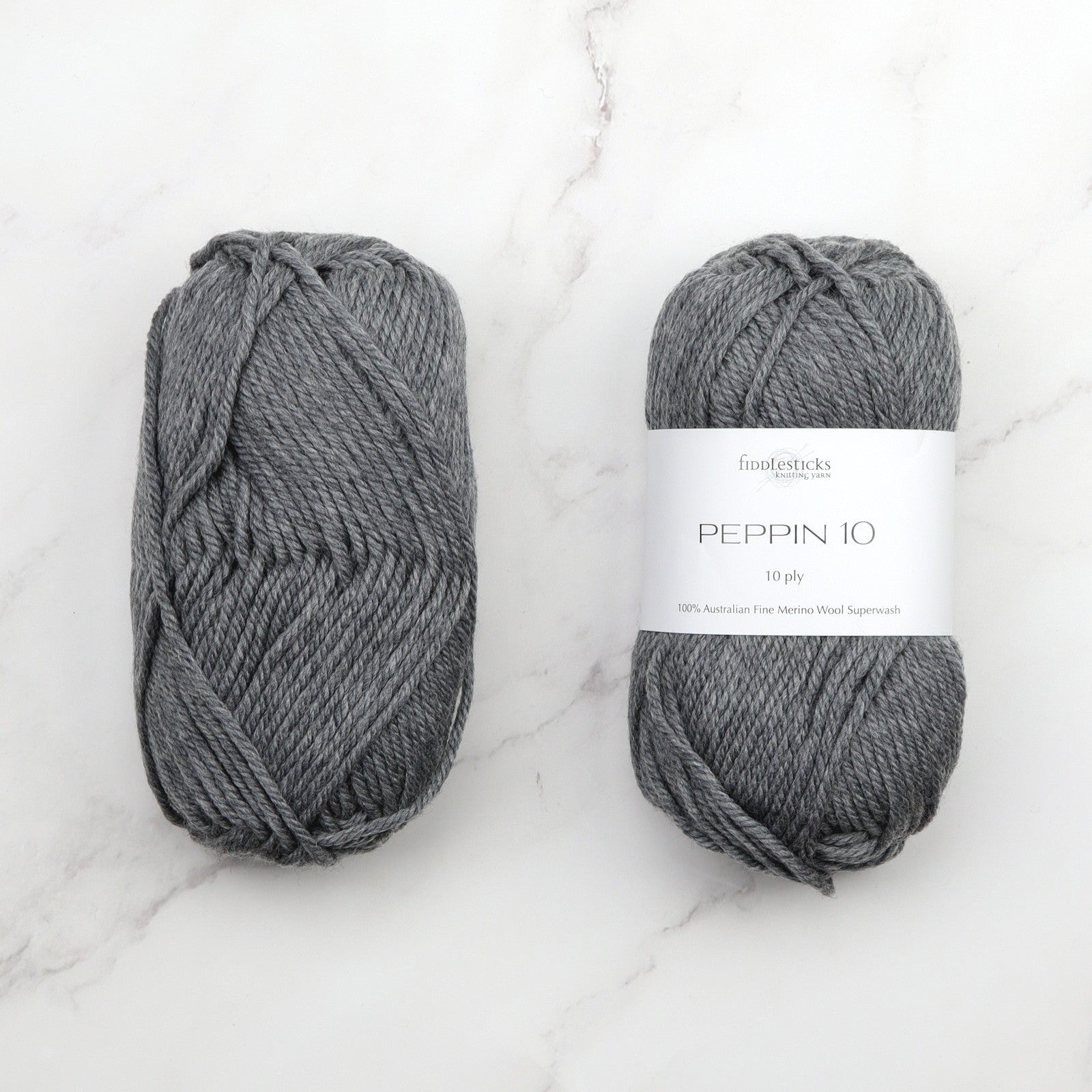 Fiddlesticks Peppin 10 in colourway Mid Grey – 10ply weight wool yarn