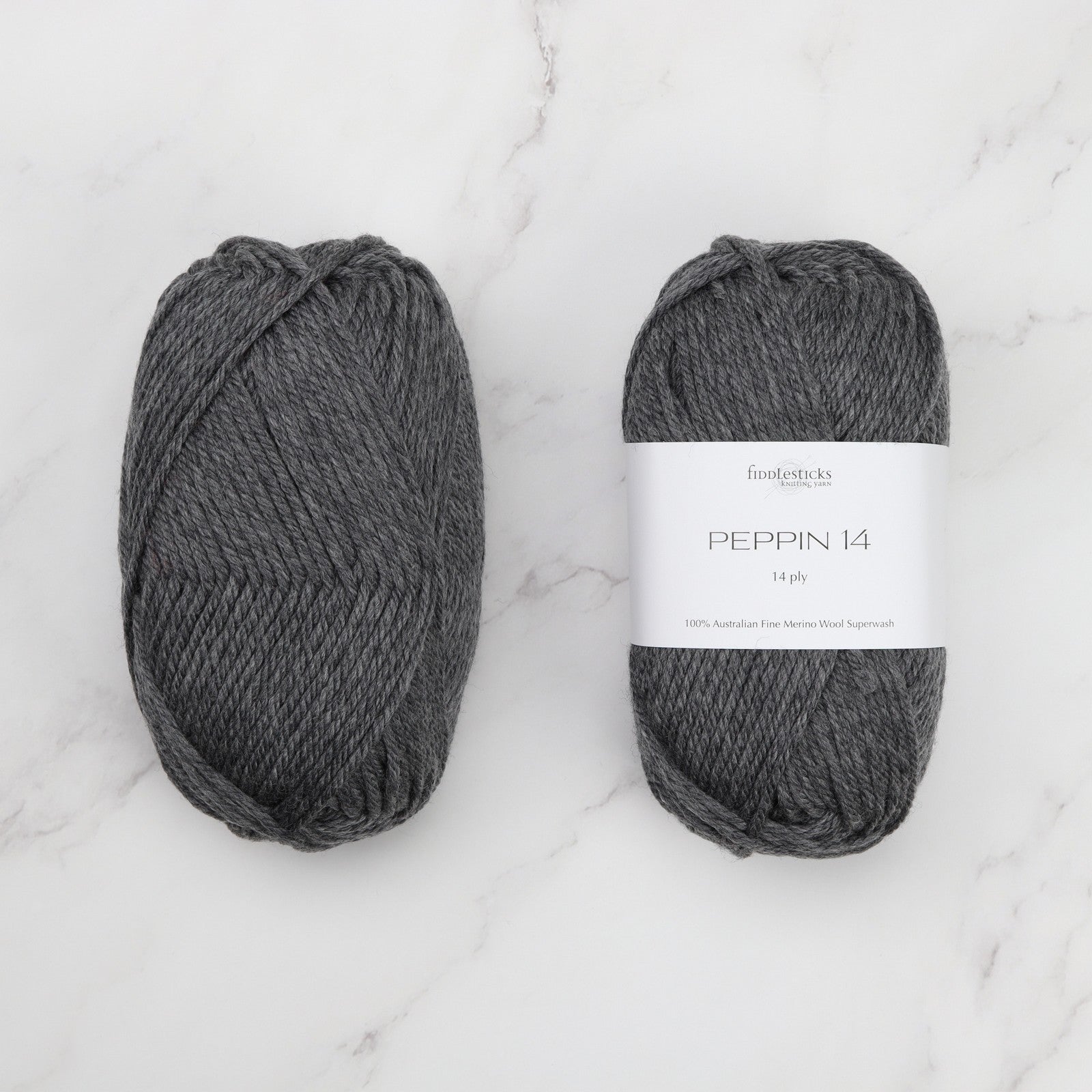 Fiddlesticks Peppin 14 in colourway Charcoal Melange – 14ply+ weight wool yarn